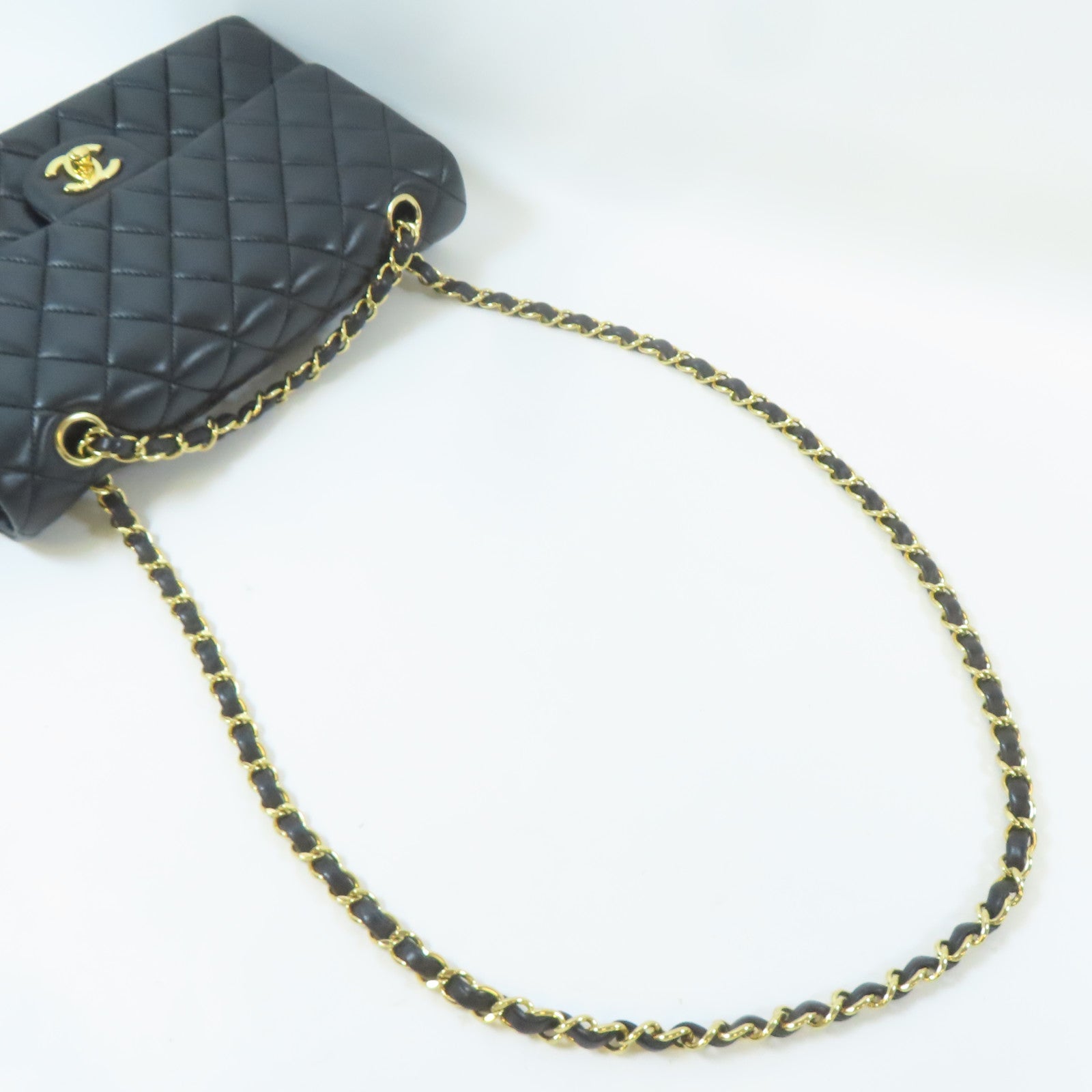 CHANEL 【激減優惠】菱格羊皮皮革Classic 25金扣鏈帶肩背袋黑色
