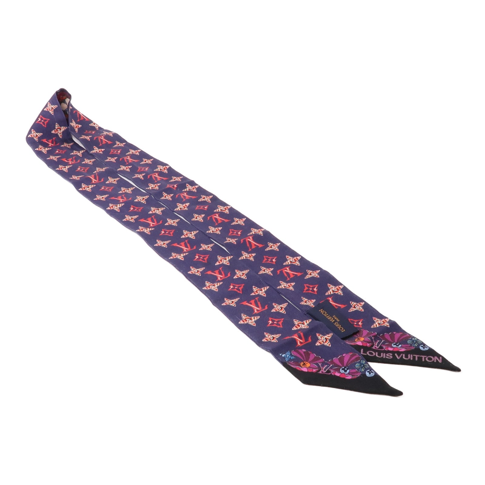 LOUIS VUITTON 絲質Scarf絲巾深藍色/紫色