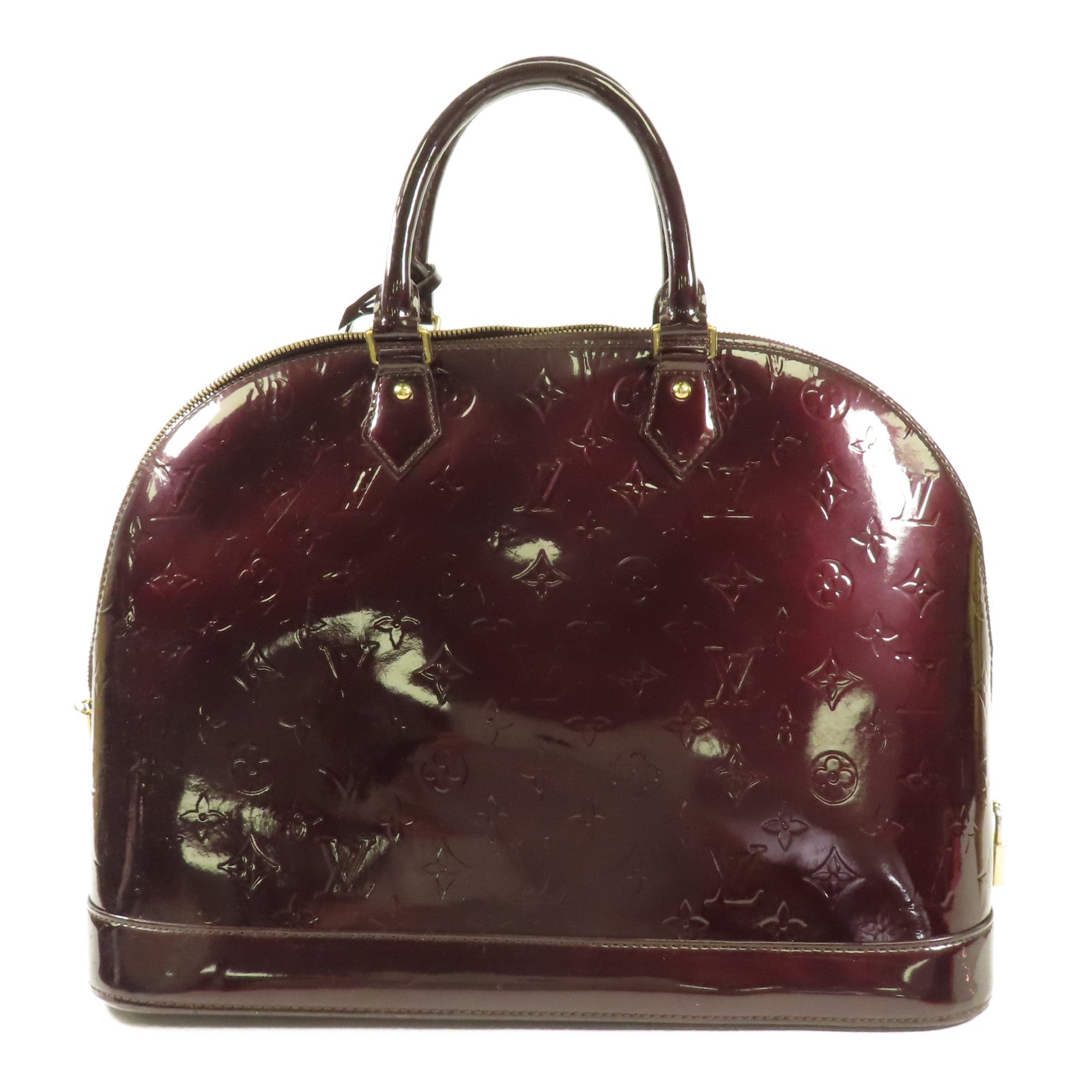 LOUIS VUITTON Vernis Alma PM金扣手挽袋酒紅色
