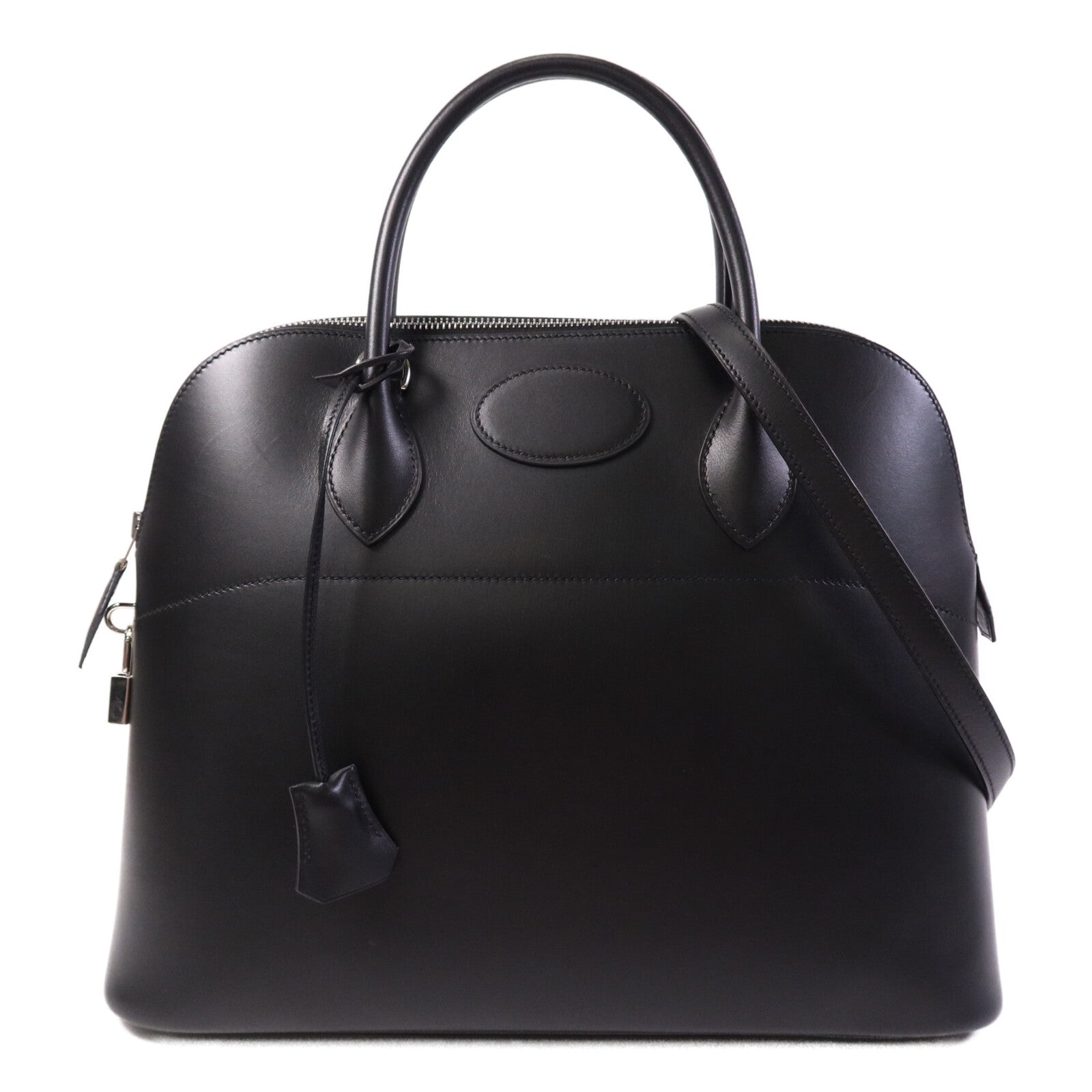 HERMES Box Calf皮革Bolide 37銀扣手挽肩背兩用袋Noir