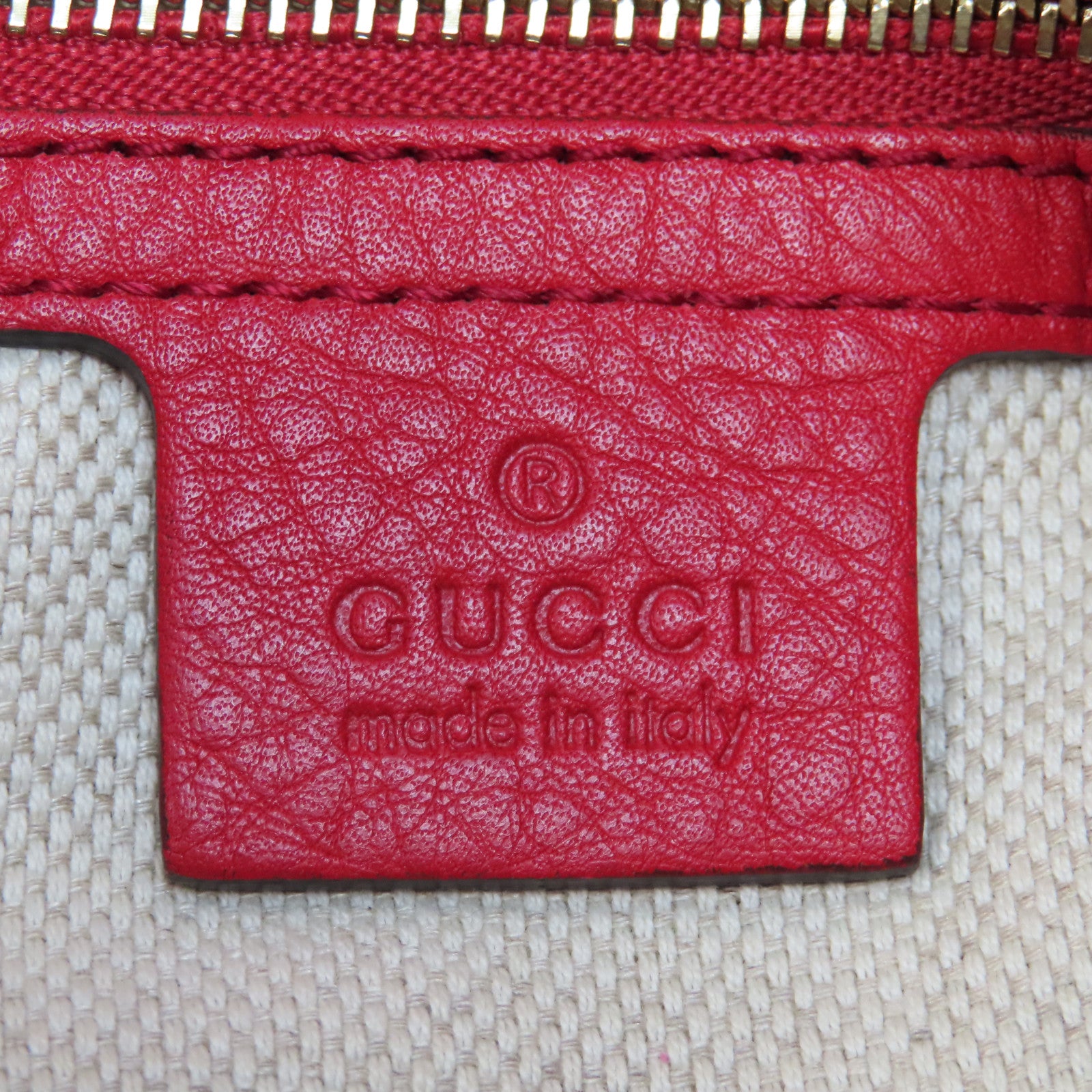 GUCCI 牛皮皮革Tote Bag金扣肩背袋紅色