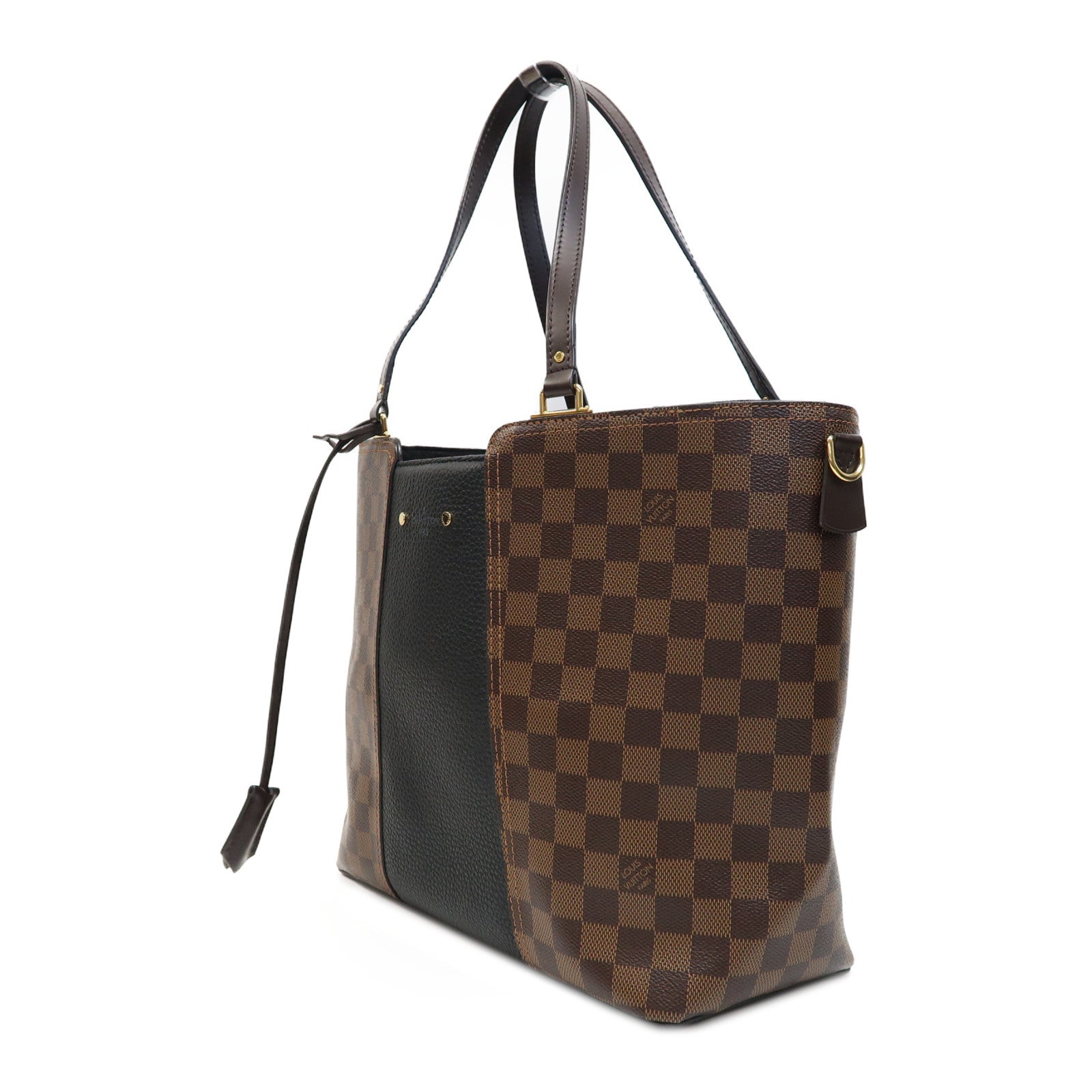 LOUIS VUITTON Damier Jersey金扣手挽肩背兩用袋啡色