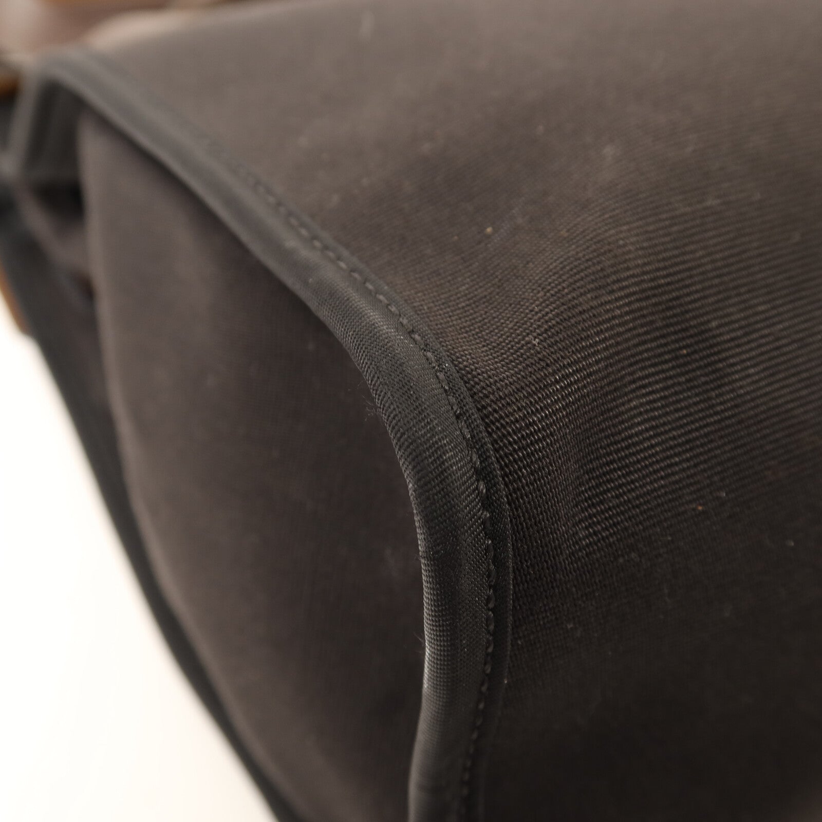 HERMES 帆布Herbag PM銀扣手挽肩背兩用袋Noir