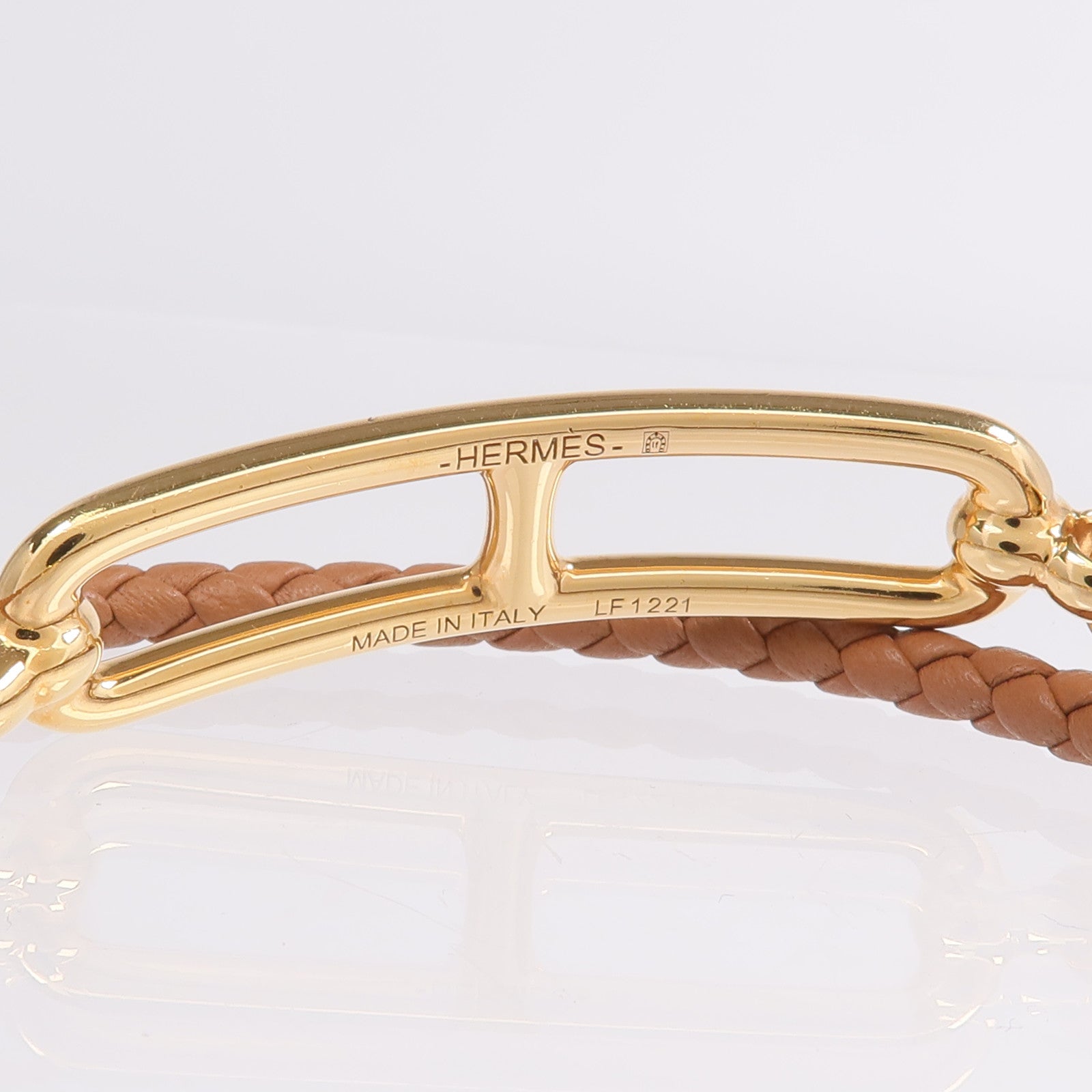 HERMES Swift皮革Roulis Double Tour Bracelet金扣手鏈Gold