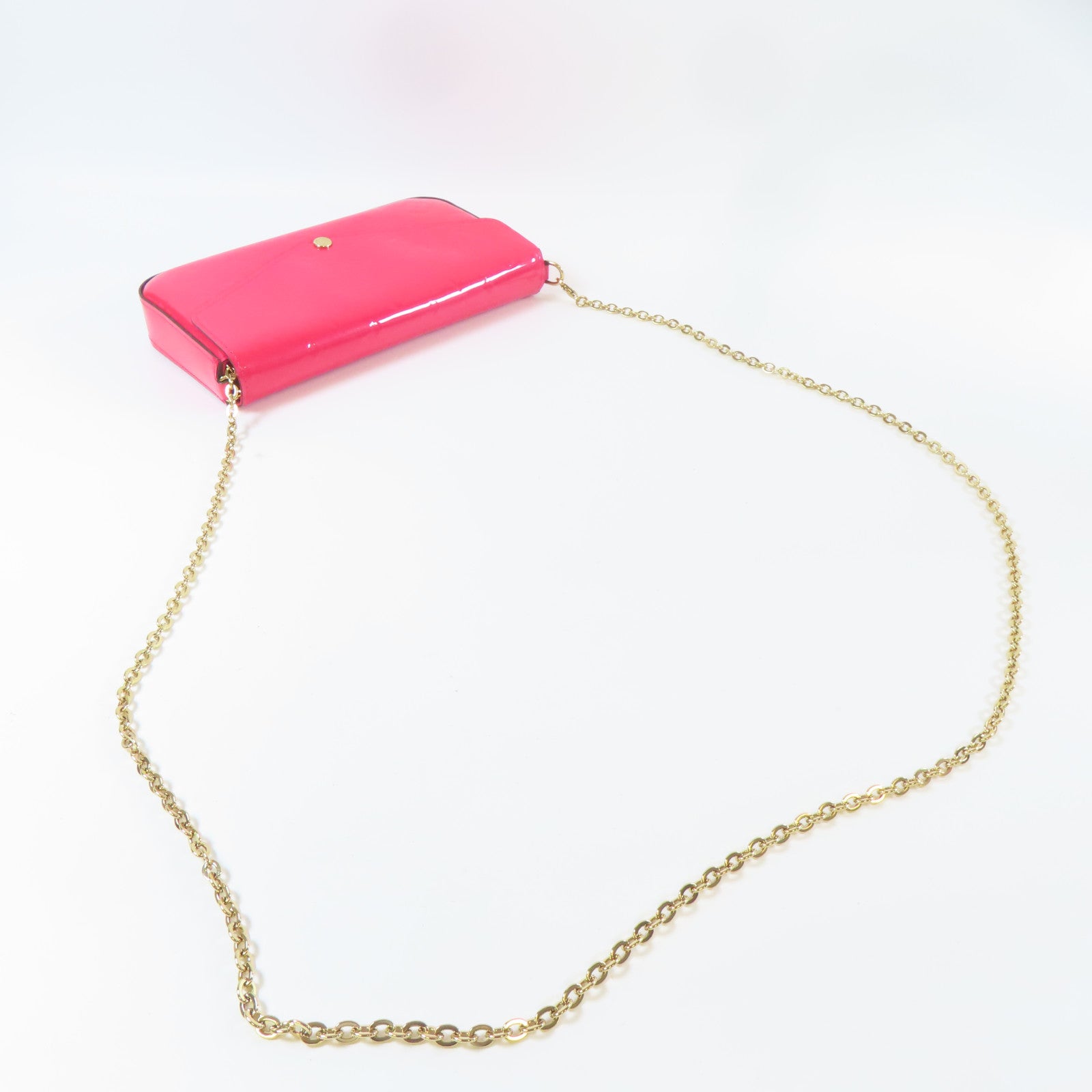 LOUIS VUITTON 【激減優惠】Vernis Felicie Pochette金扣鏈帶肩背袋粉紅色