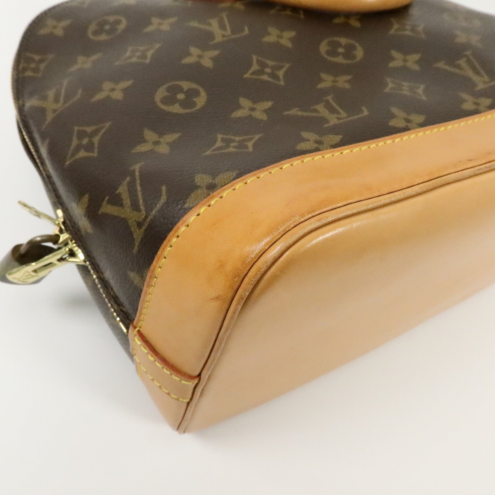 LOUIS VUITTON Monogram Alma金扣手挽袋棕色
