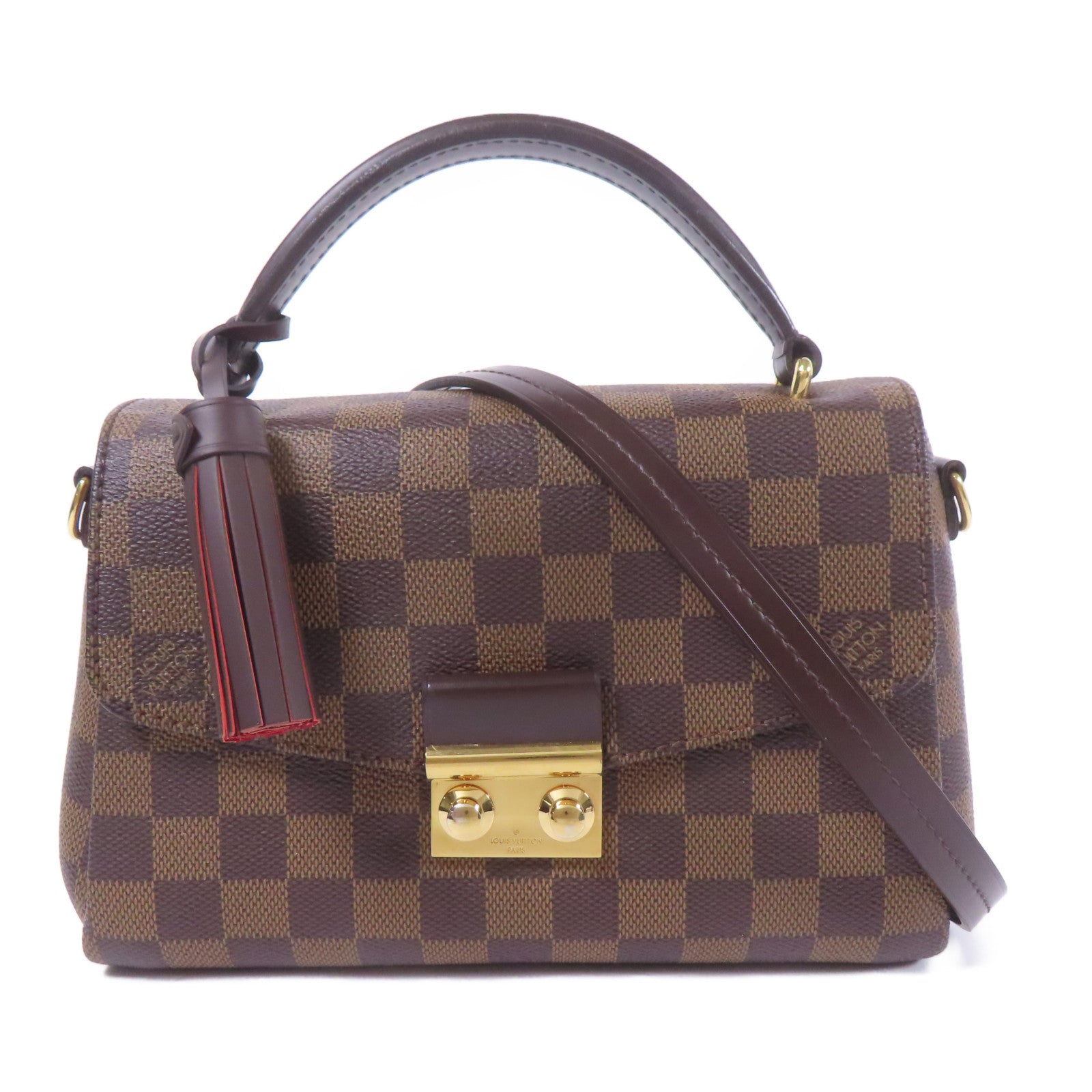 LOUIS VUITTON Damier Croisette金扣手挽肩背兩用袋