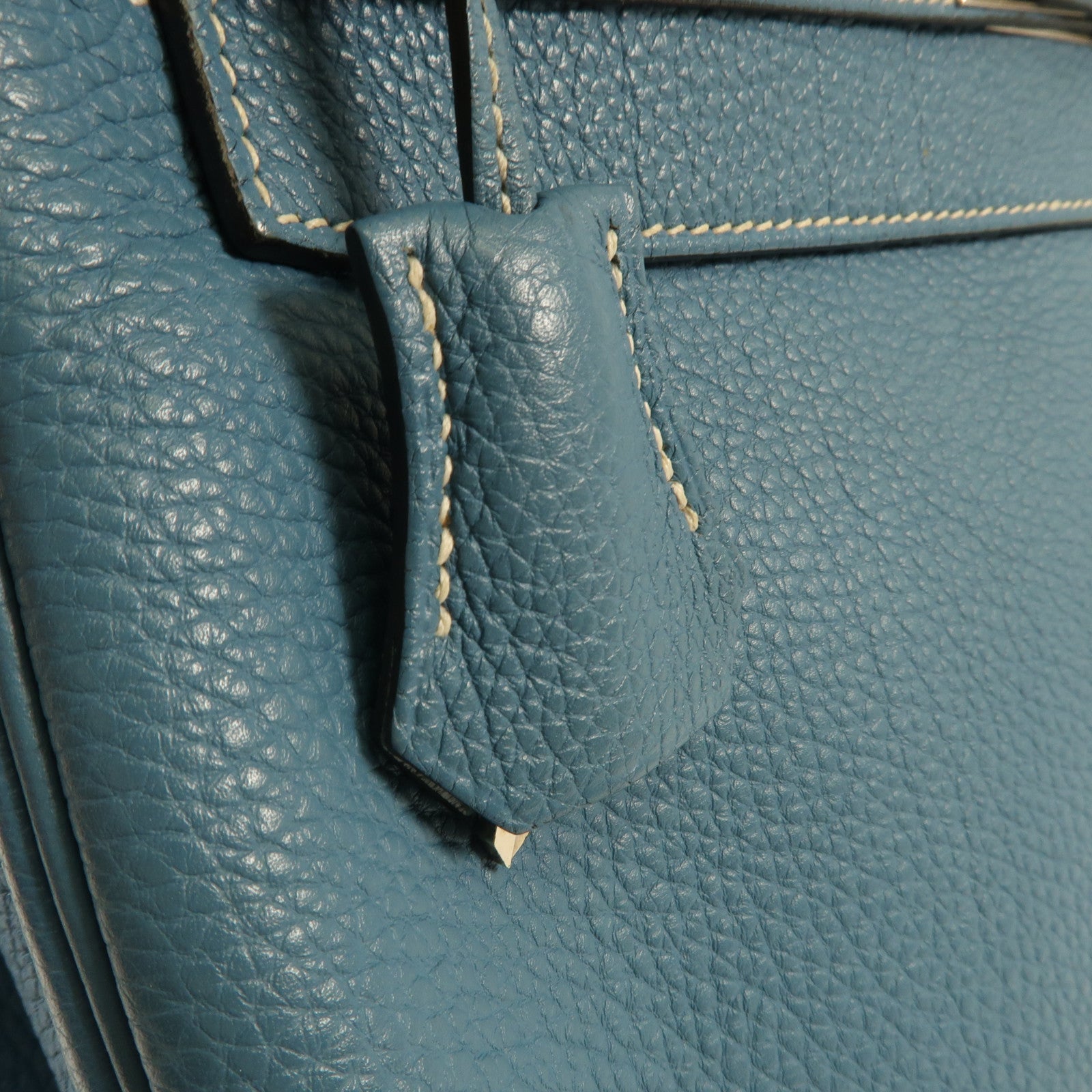 HERMES Togo皮革Kelly 32銀扣手挽肩背兩用袋Blue Jean