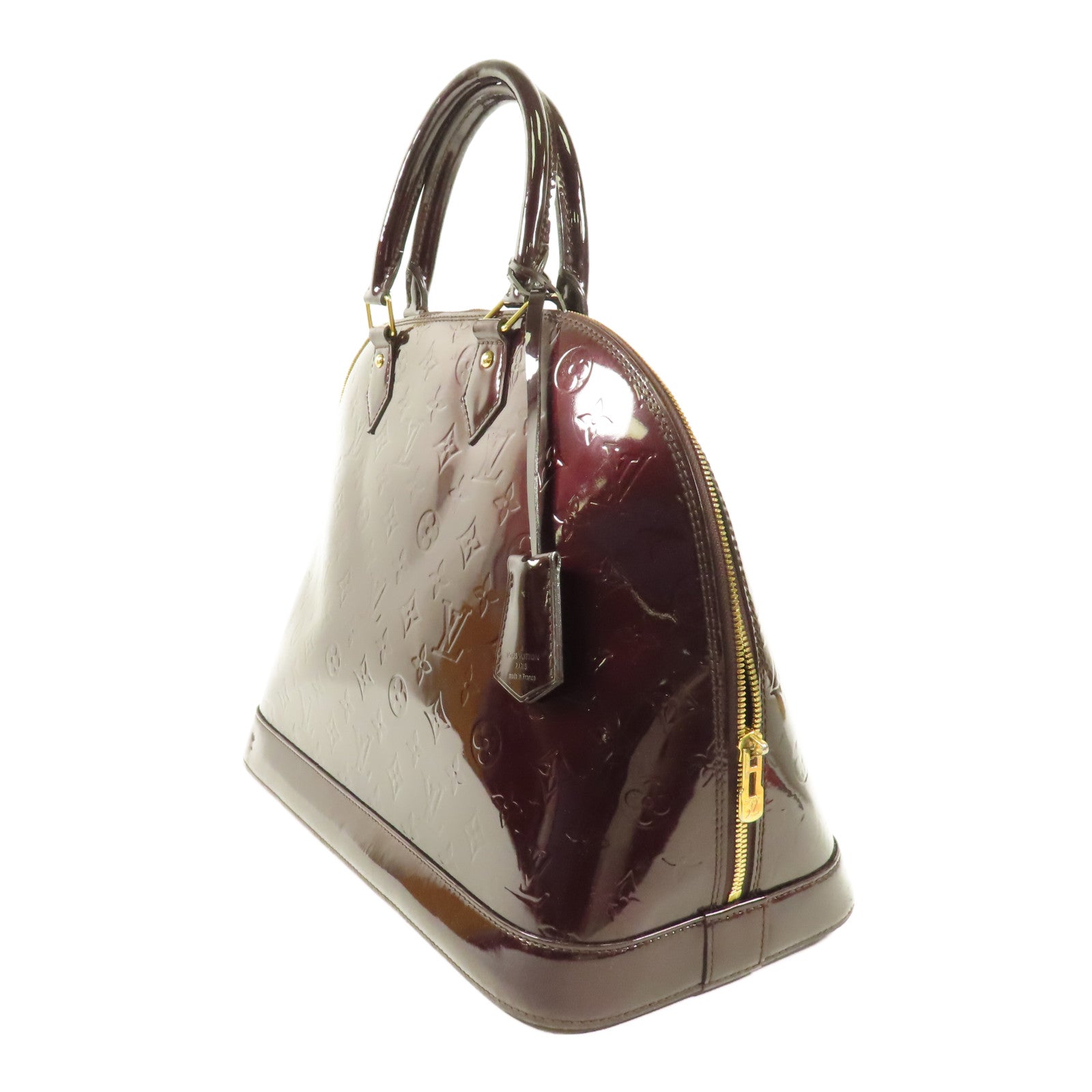 LOUIS VUITTON Vernis Alma PM金扣手挽袋酒紅色