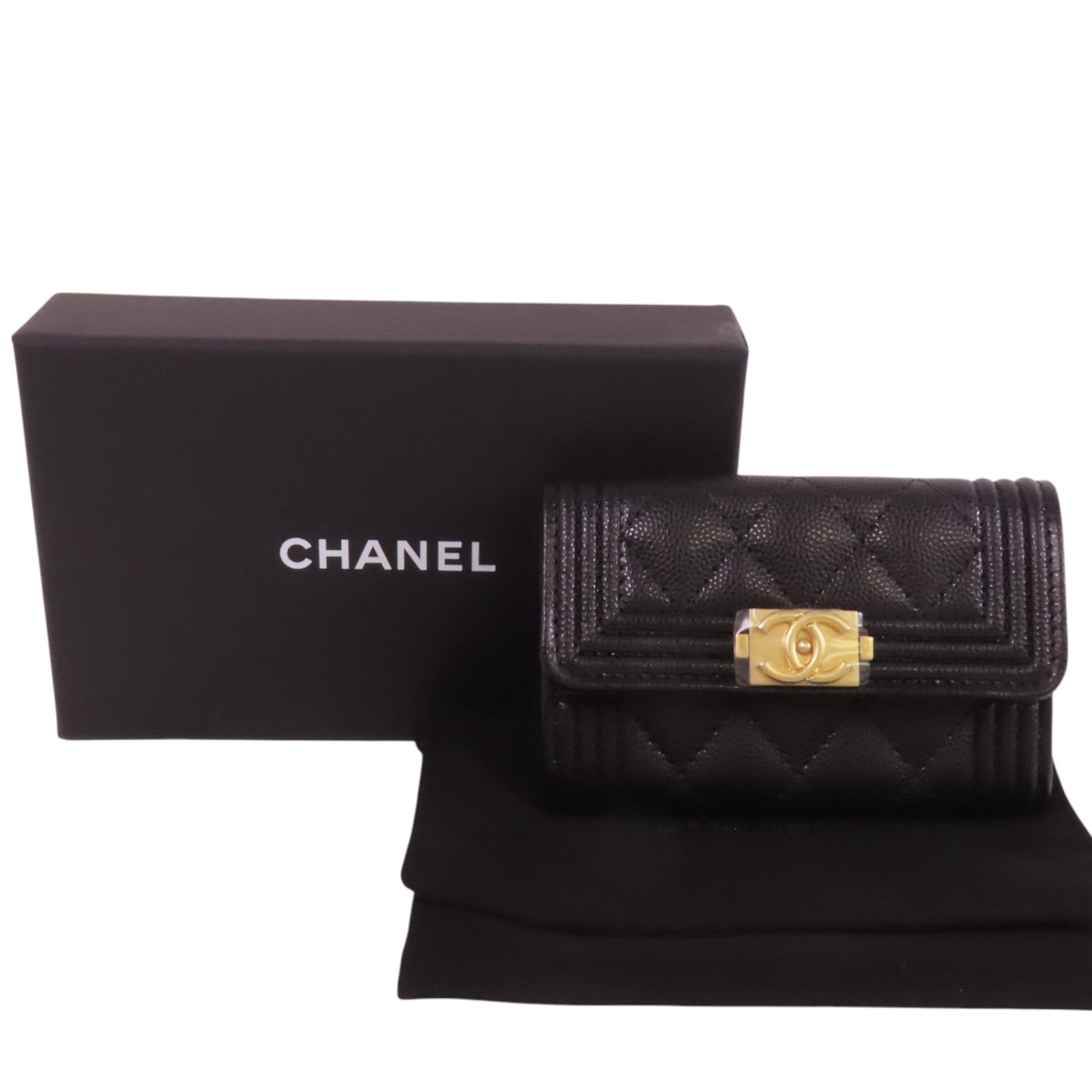 CHANEL 牛皮皮革Card Case金扣卡套