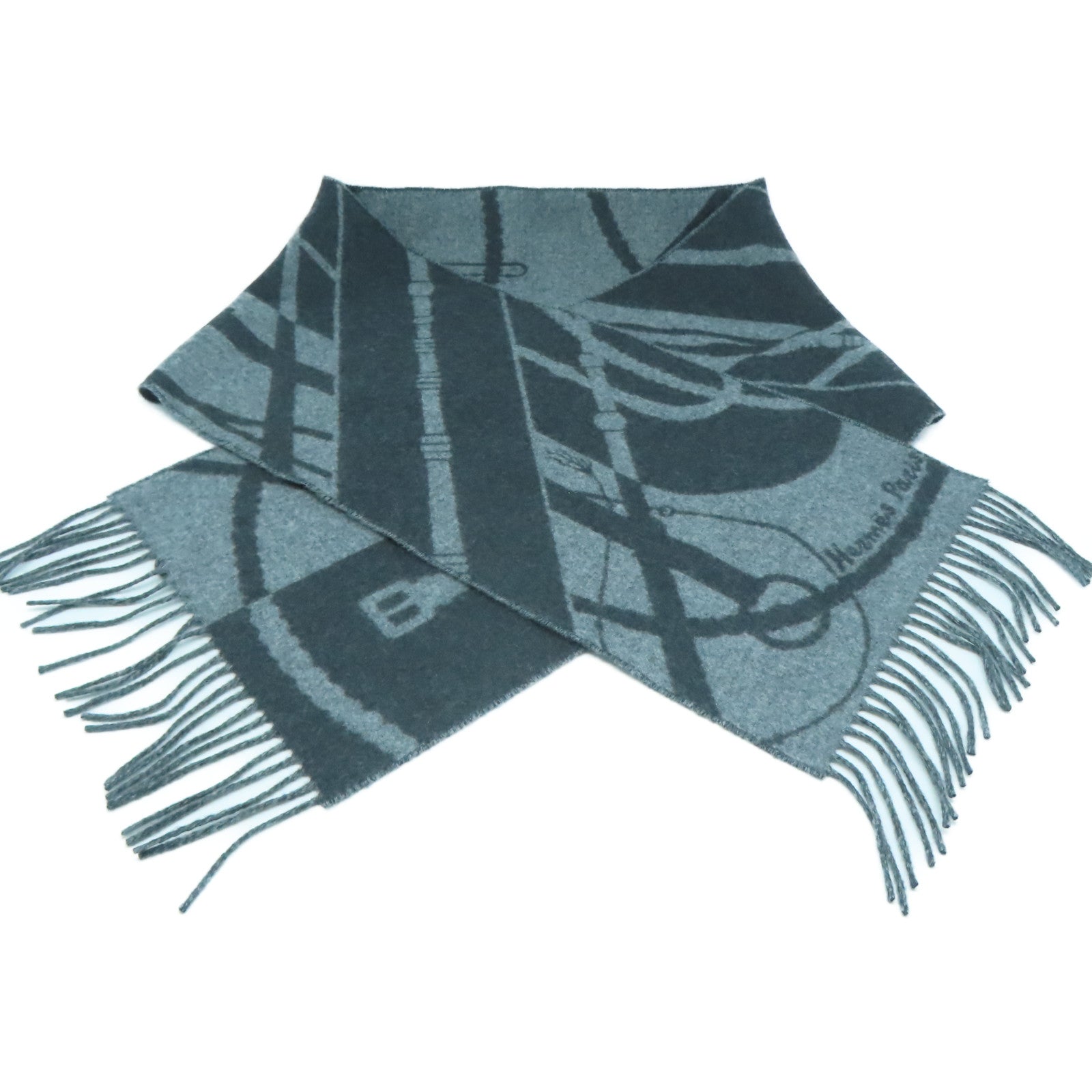 HERMES 【激減優惠】羊絨Scarf圍巾灰色