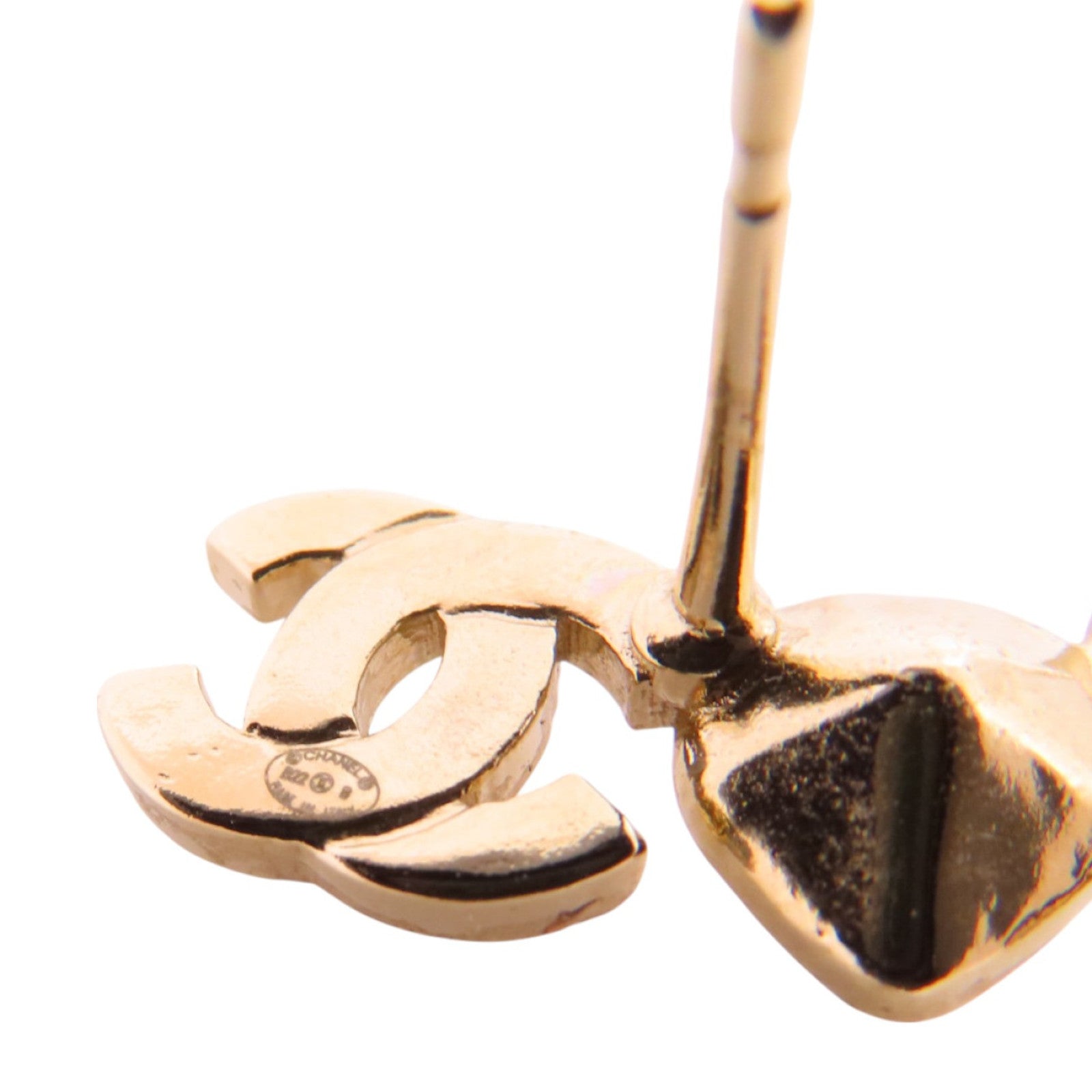 CHANEL 金屬/水鑽I Love Coco Earrings金扣耳環