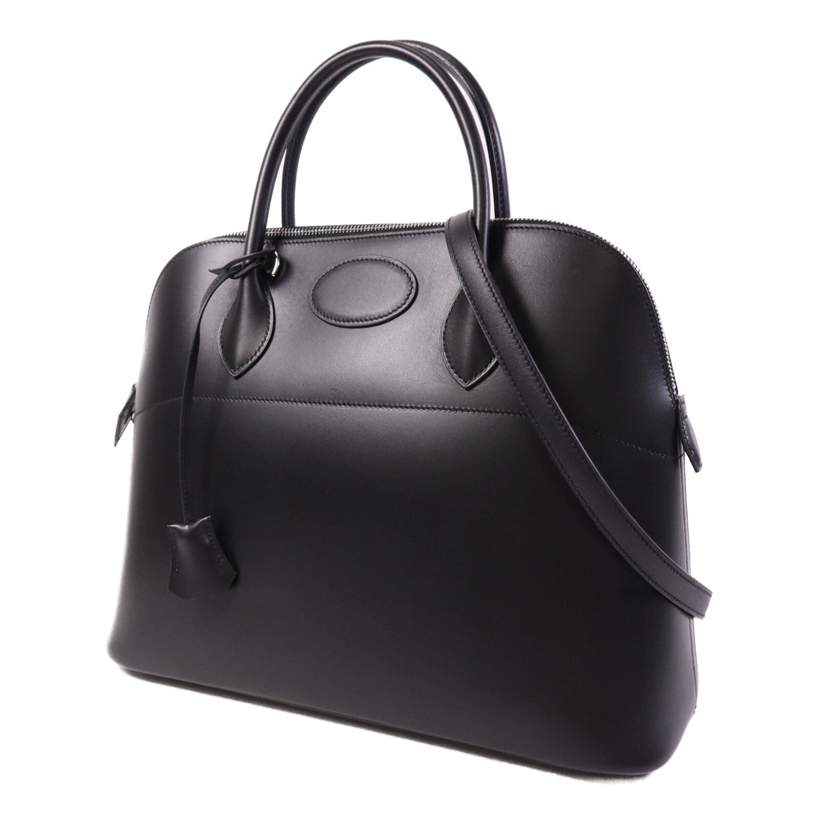 HERMES Box Calf皮革Bolide 37銀扣手挽肩背兩用袋Noir