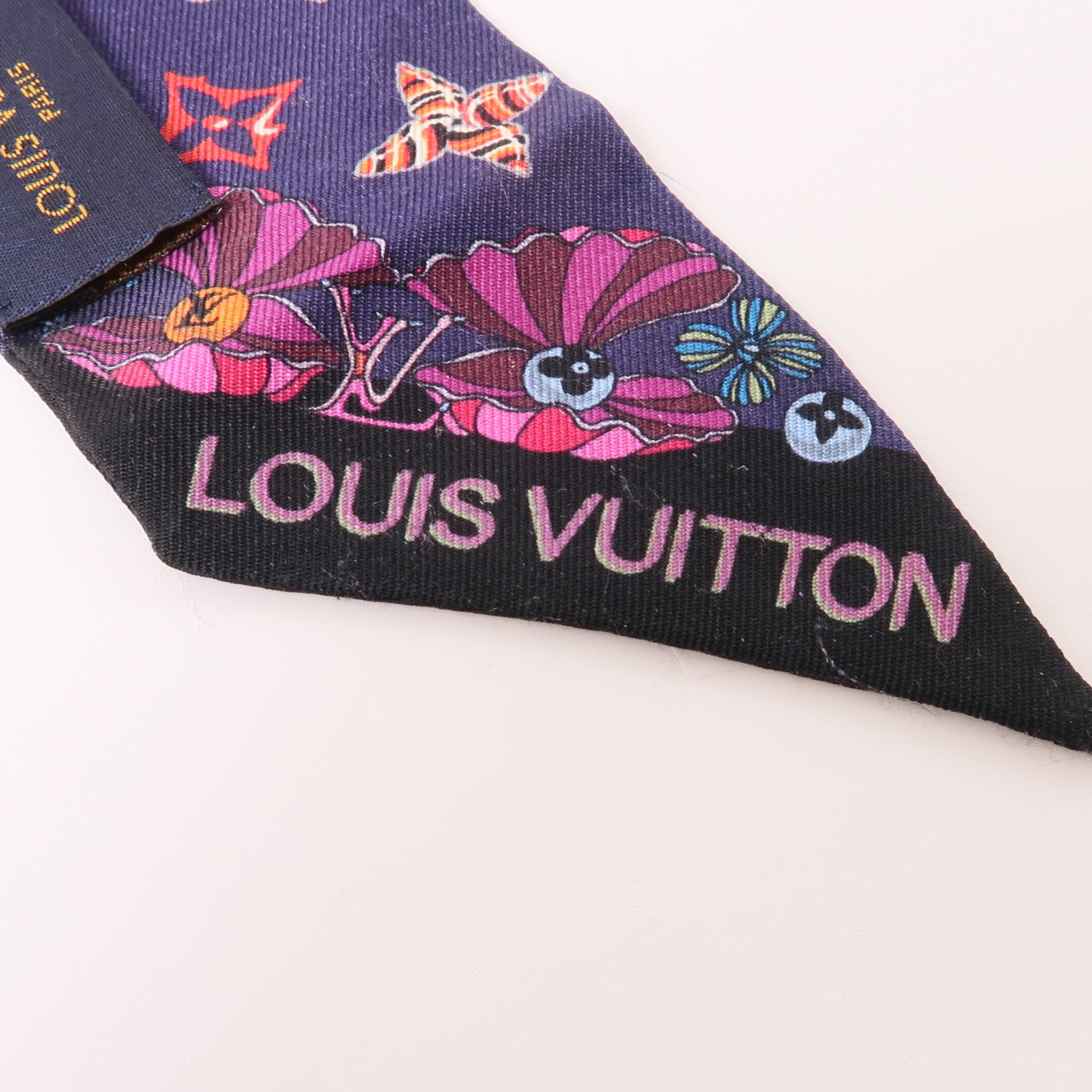LOUIS VUITTON 絲質Scarf絲巾深藍色/紫色