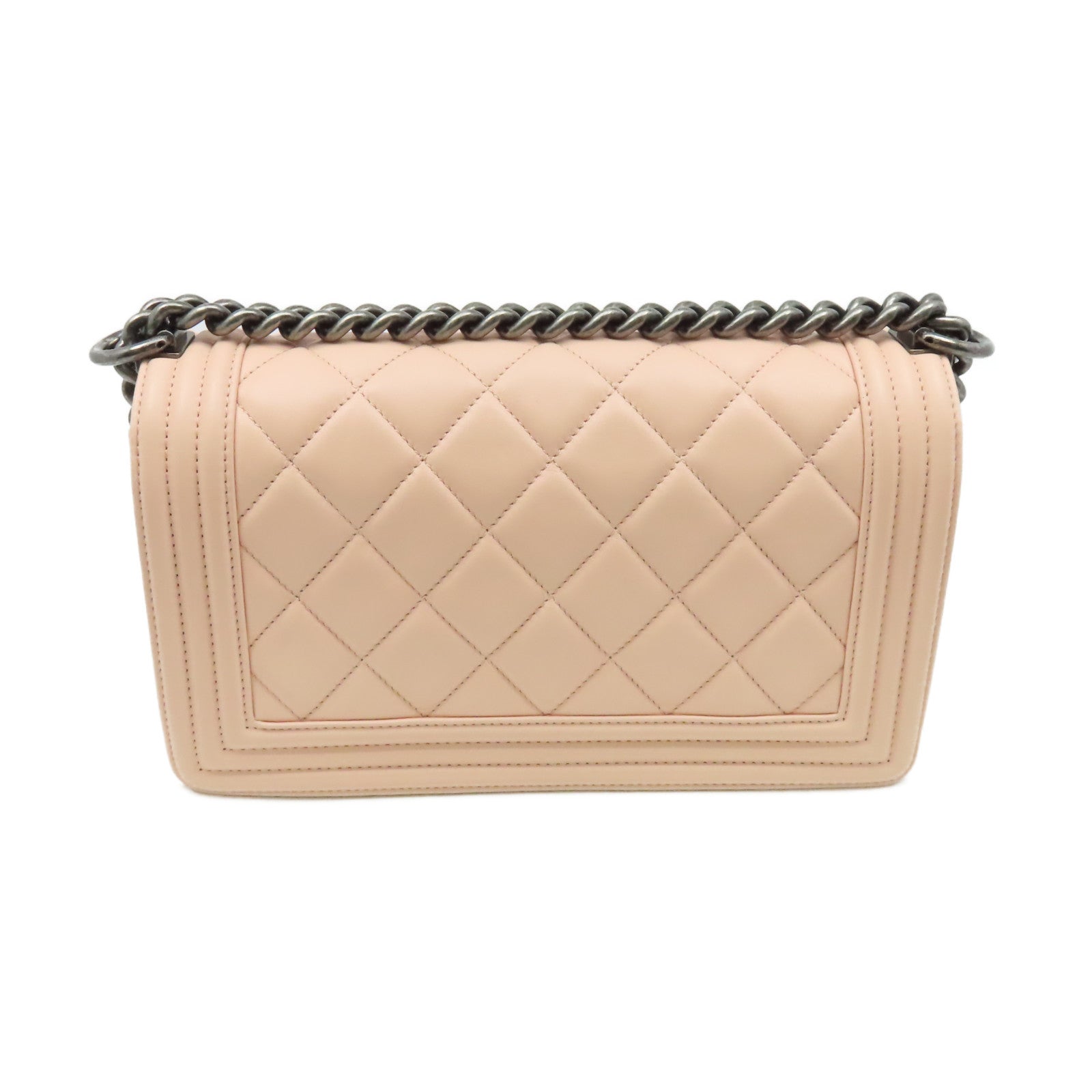 CHANEL 【激減優惠】菱格羊皮皮革Boy Chanel Cain Shoulder Bag銀扣鏈帶肩背袋粉紅色