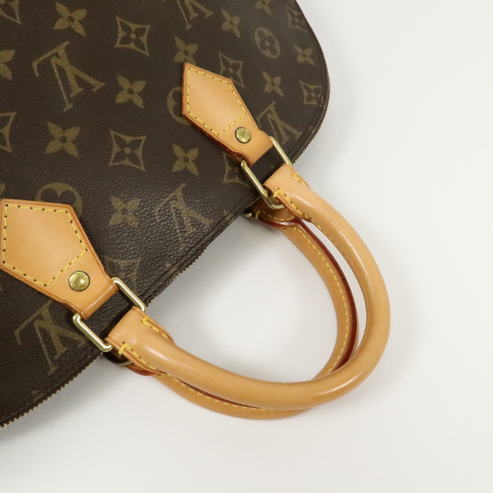 LOUIS VUITTON Monogram Alma金扣手挽袋棕色
