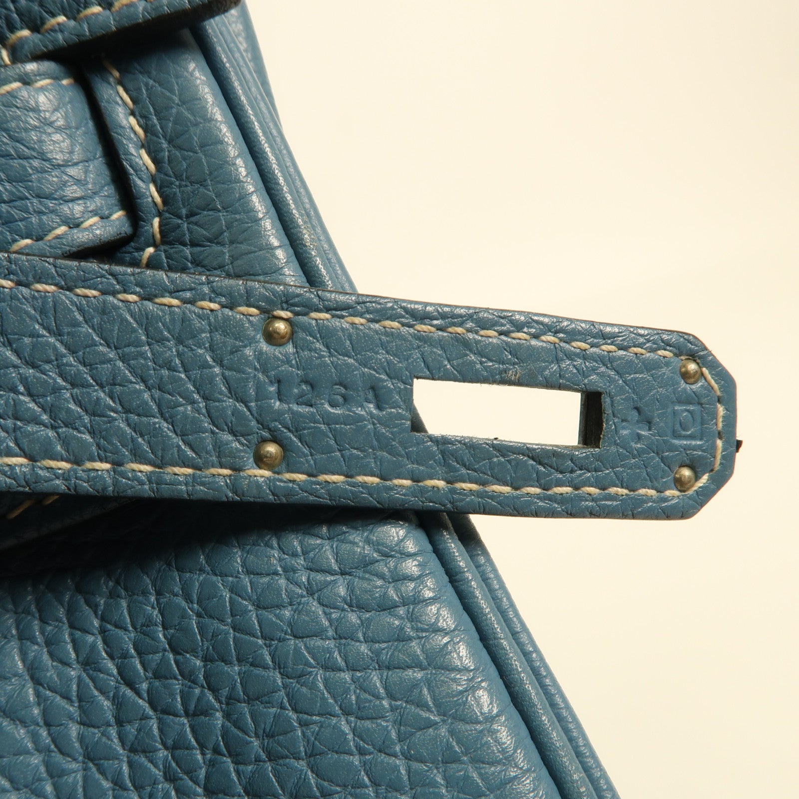 HERMES Togo皮革Kelly 32銀扣手挽肩背兩用袋Blue Jean