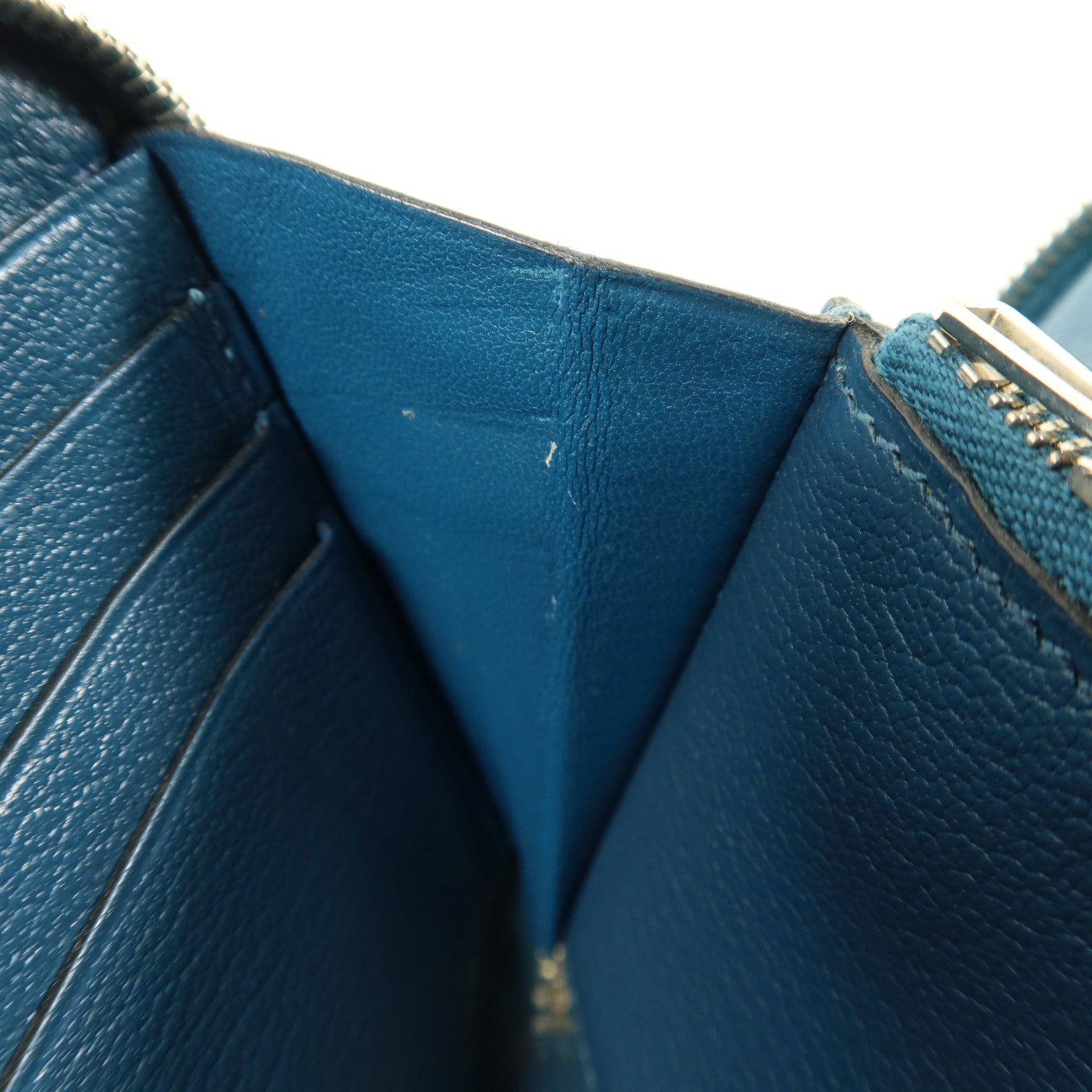 HERMES Ostrich皮革Azap Wallet長錢包Cobalt