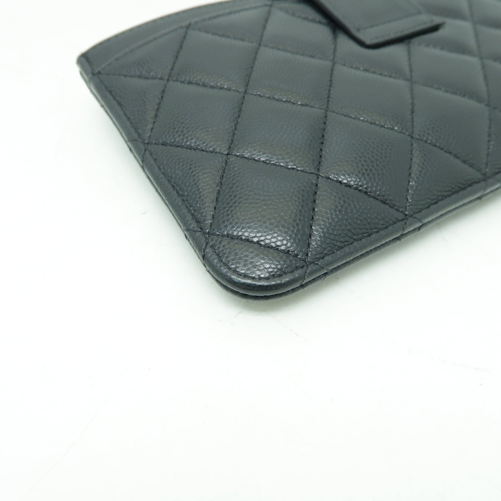 CHANEL 菱格Caviar皮革Card Case金扣卡片套黒色