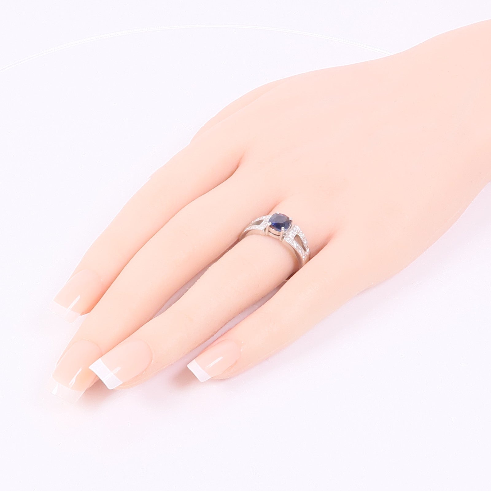 JEWELRY PT900鉑金Sapphire/Diamond Ring藍寶石/鑽石戒指US#8.25