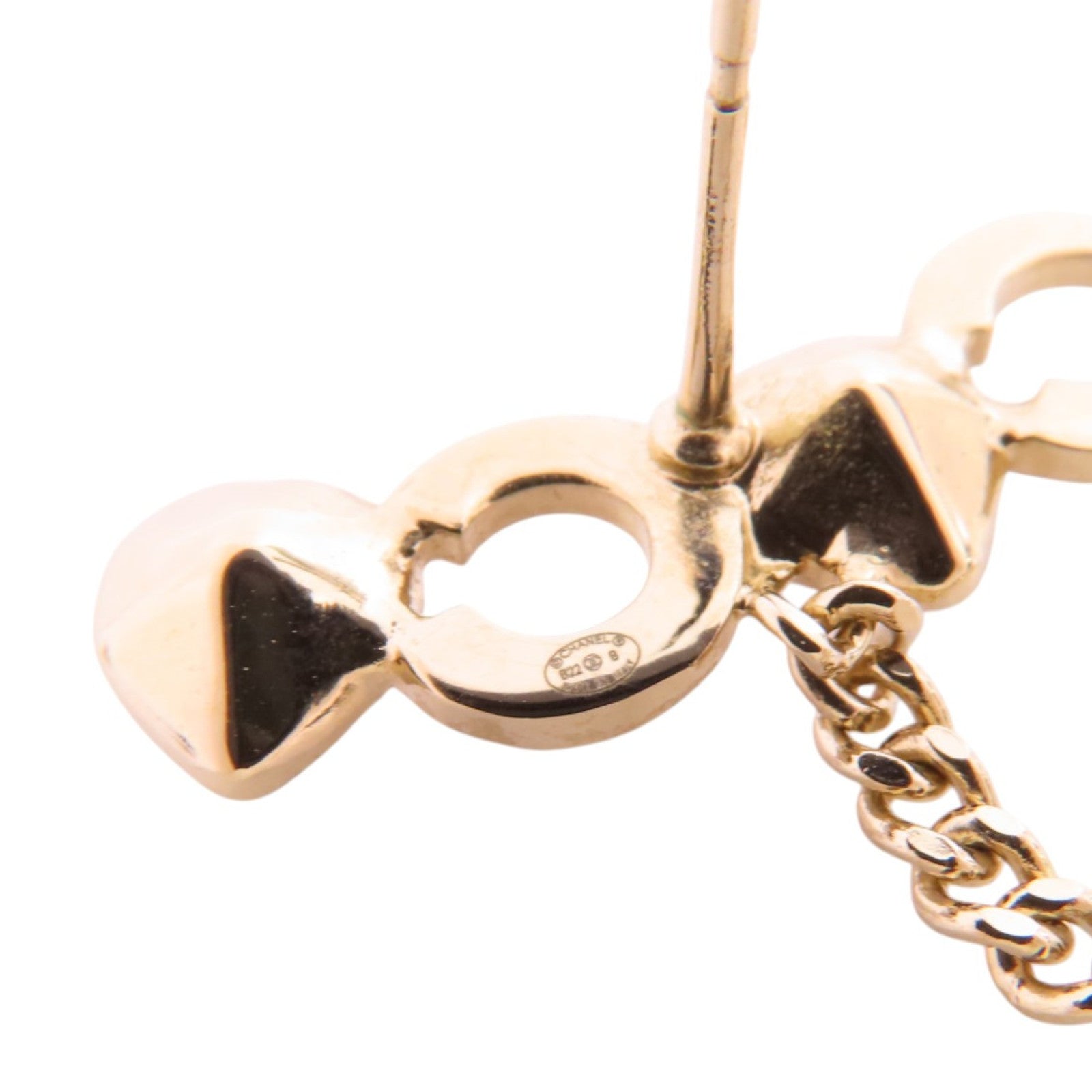 CHANEL 金屬/水鑽I Love Coco Earrings金扣耳環