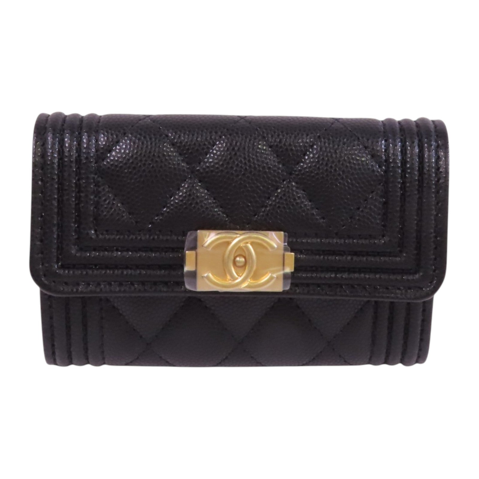 CHANEL 牛皮皮革Card Case金扣卡套