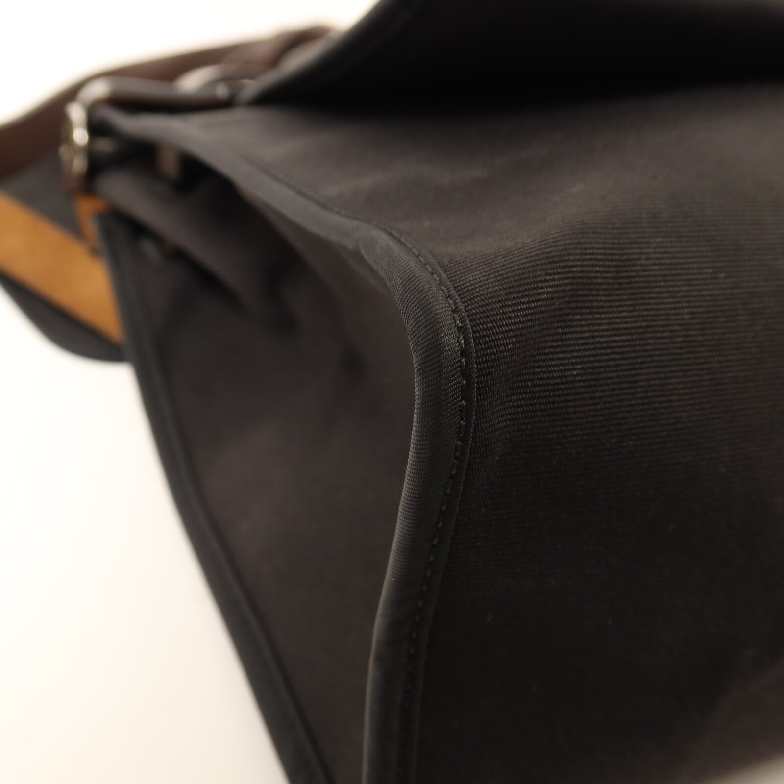 HERMES 帆布Herbag PM銀扣手挽肩背兩用袋Noir