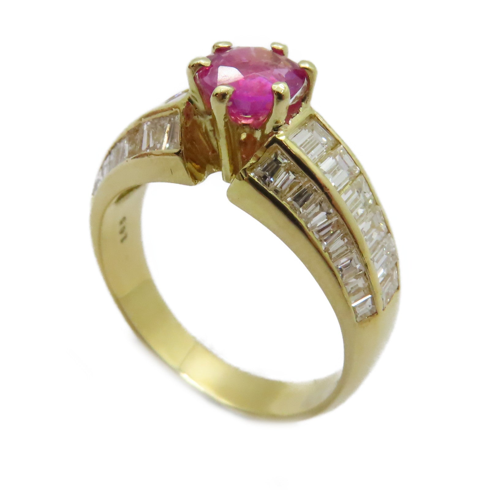 JEWELRY 【激減優惠】18K黃金Pink Sapphire Ring 1.048ct粉紅藍寶石/1.65ct鑽石戒指US#6.5