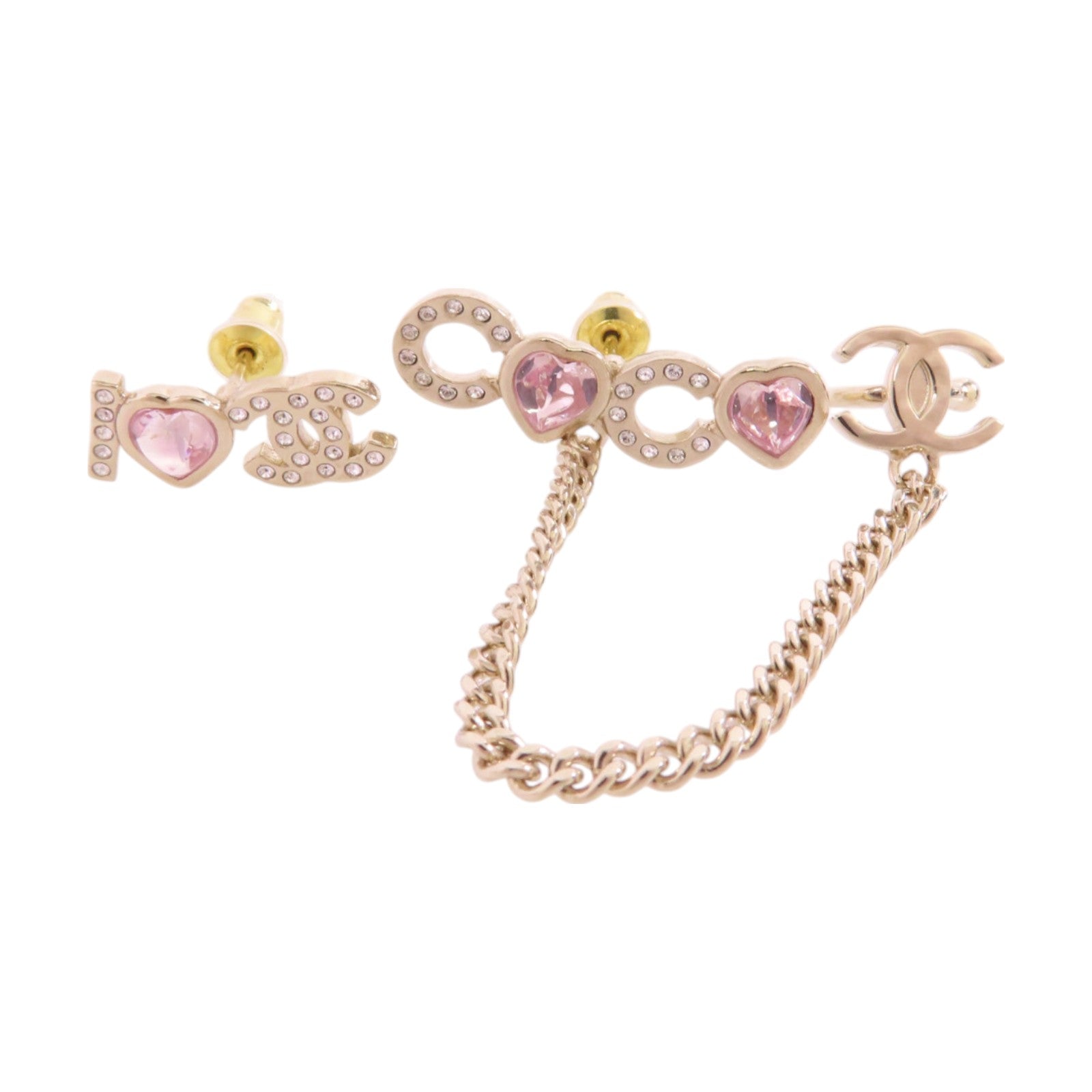 CHANEL 金屬/水鑽I Love Coco Earrings金扣耳環
