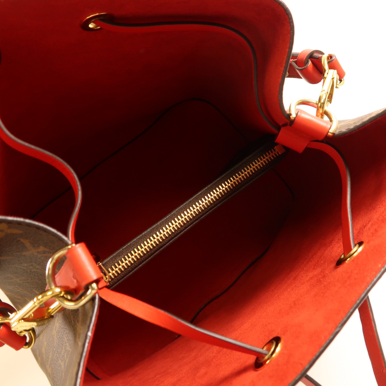 LOUIS VUITTON Monogram Neo Noe MM金扣肩背袋Coquelicot/紅色