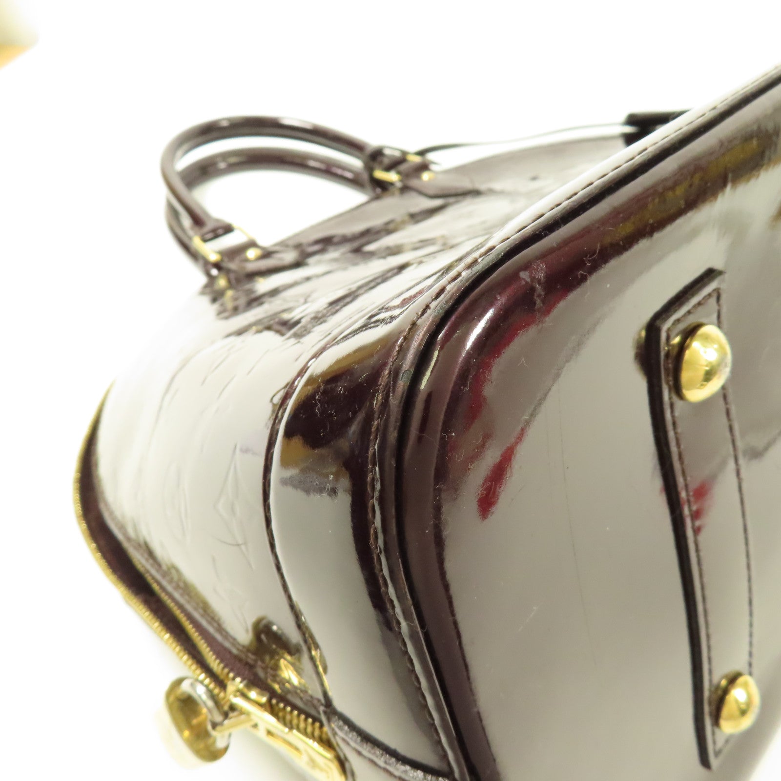 LOUIS VUITTON Vernis Alma PM金扣手挽袋酒紅色