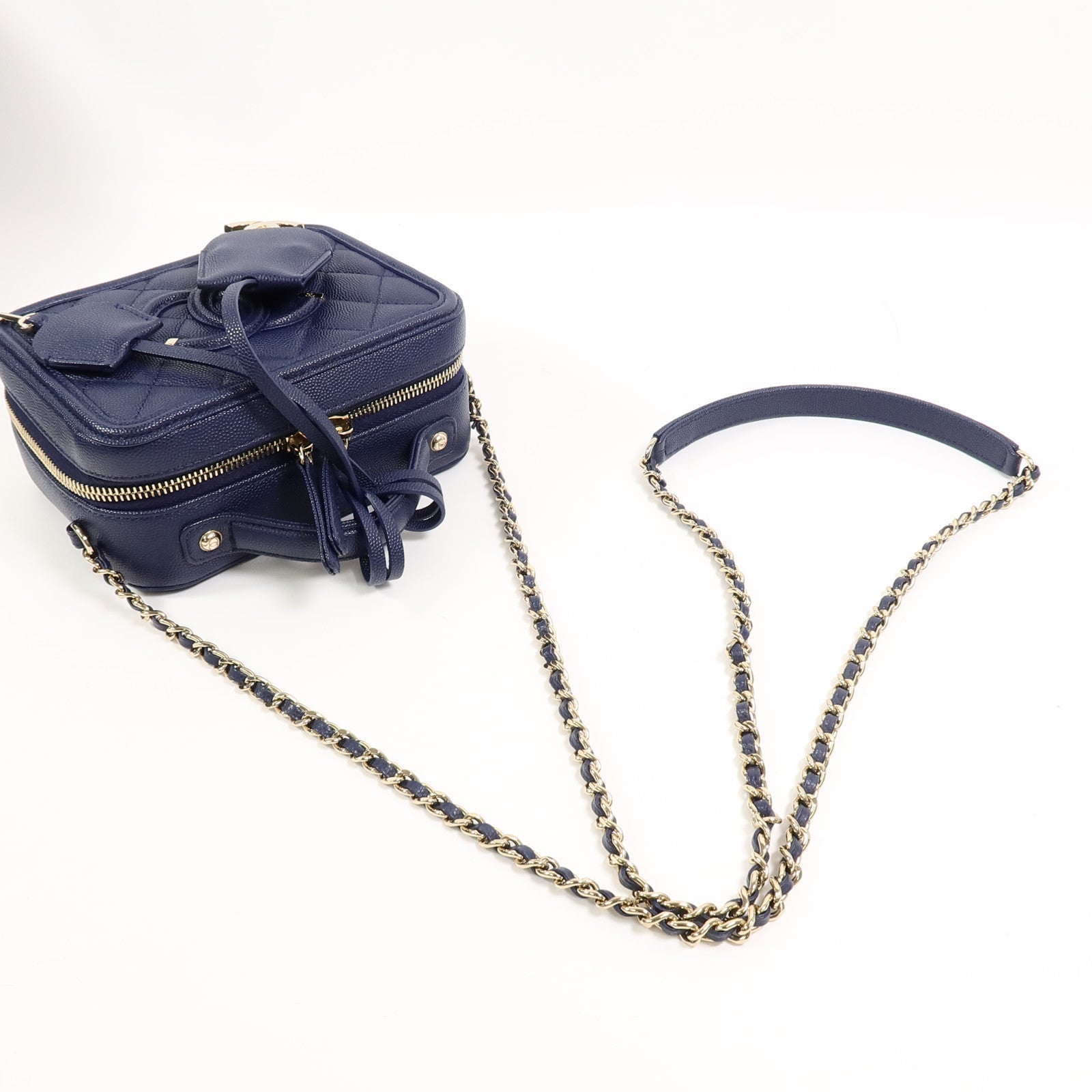 CHANEL 牛皮皮革CC Filigree Vanity Case手挽肩背兩用袋