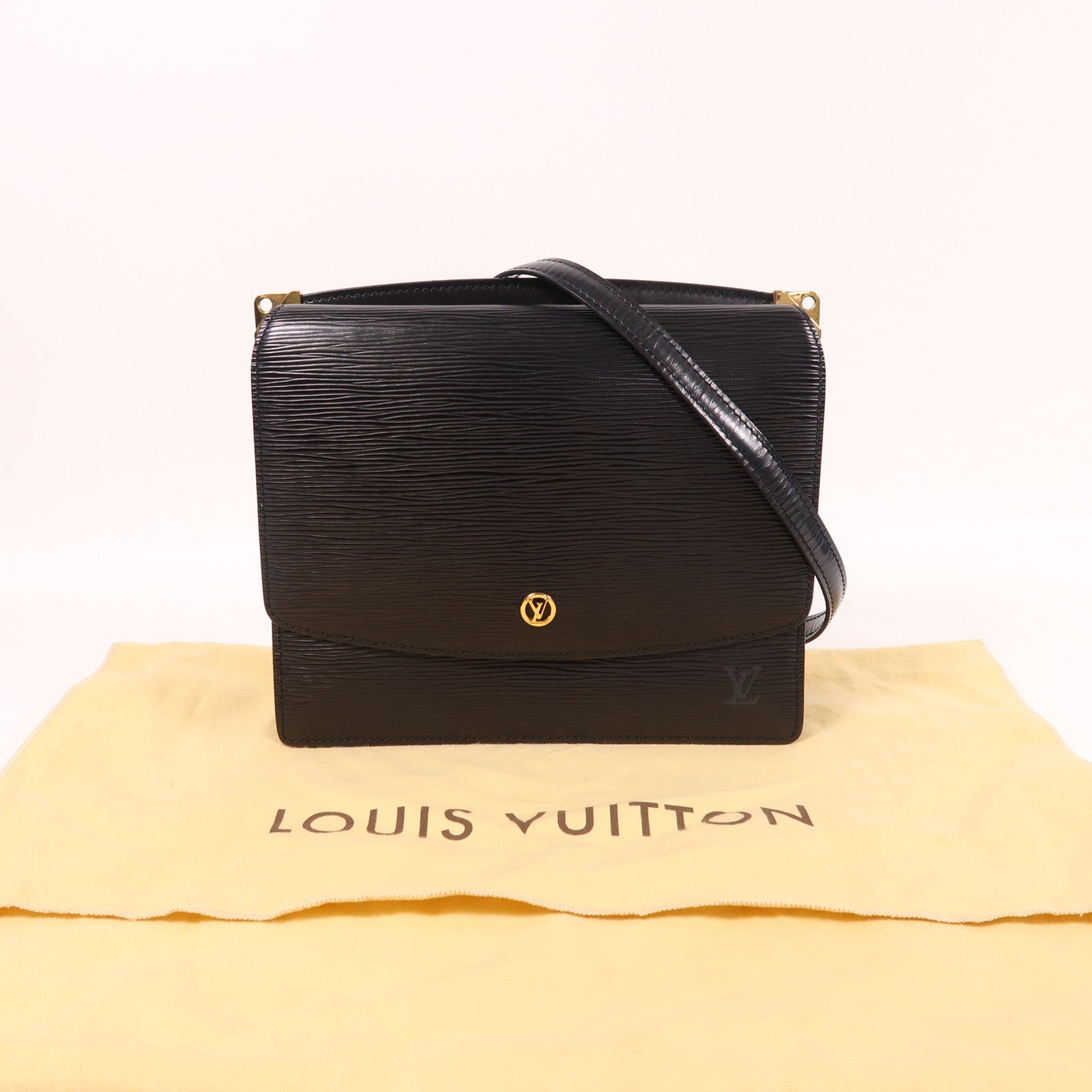 LOUIS VUITTON Epi Grenelle金扣肩背袋黑色