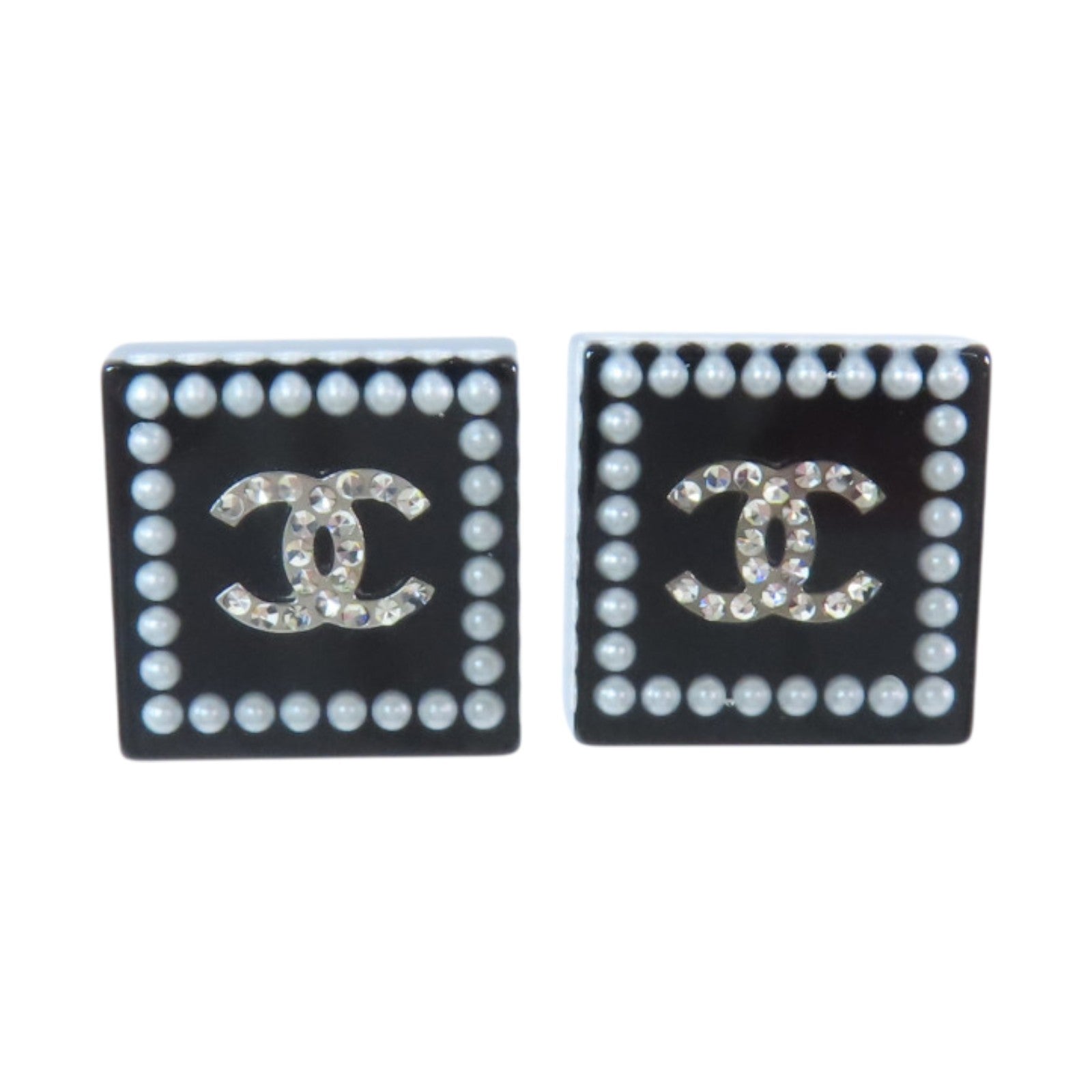 CHANEL 金屬/仿珍珠/水鑽Earrings銀扣耳環