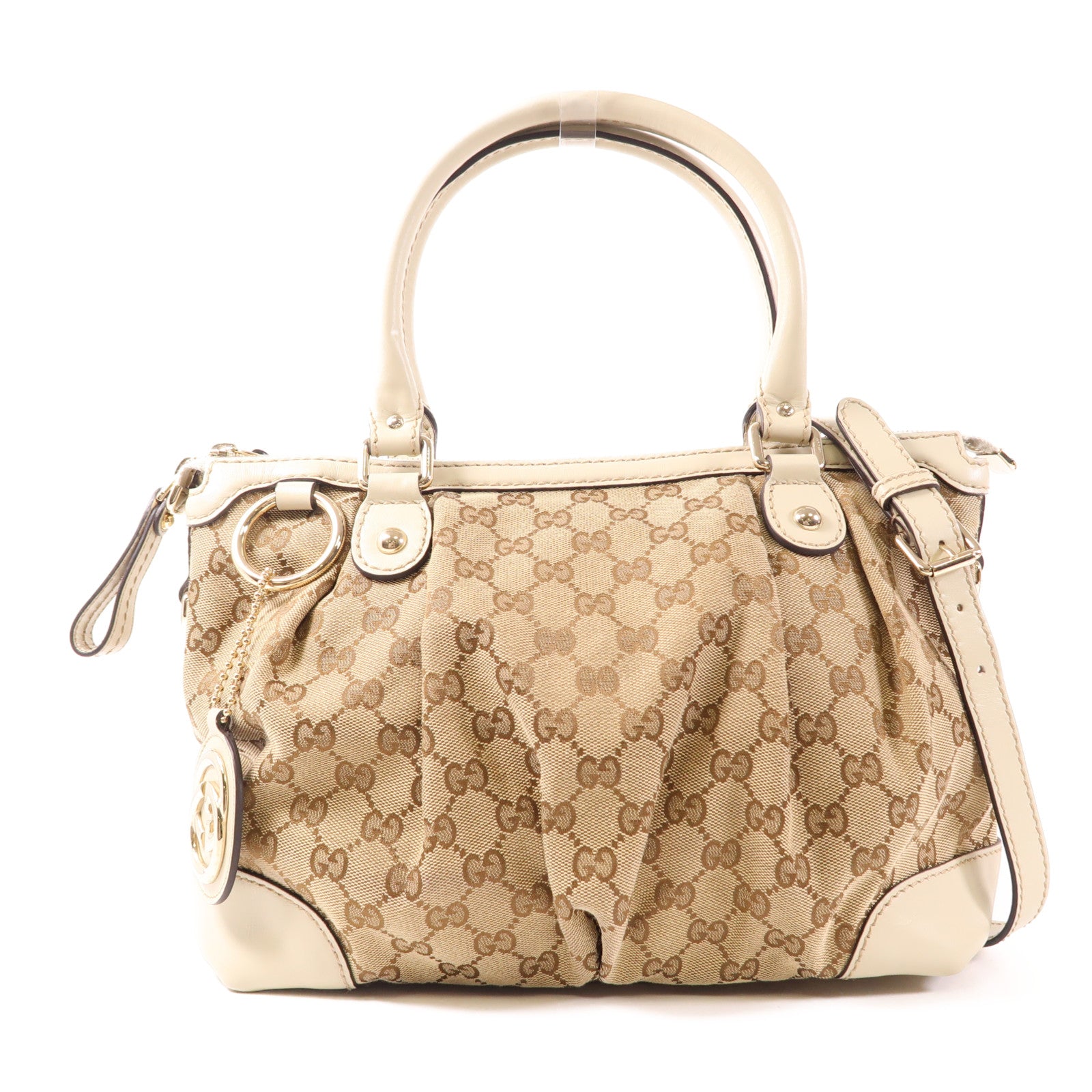 GUCCI 帆布2 Way Shoulder銀扣手挽肩背兩用袋