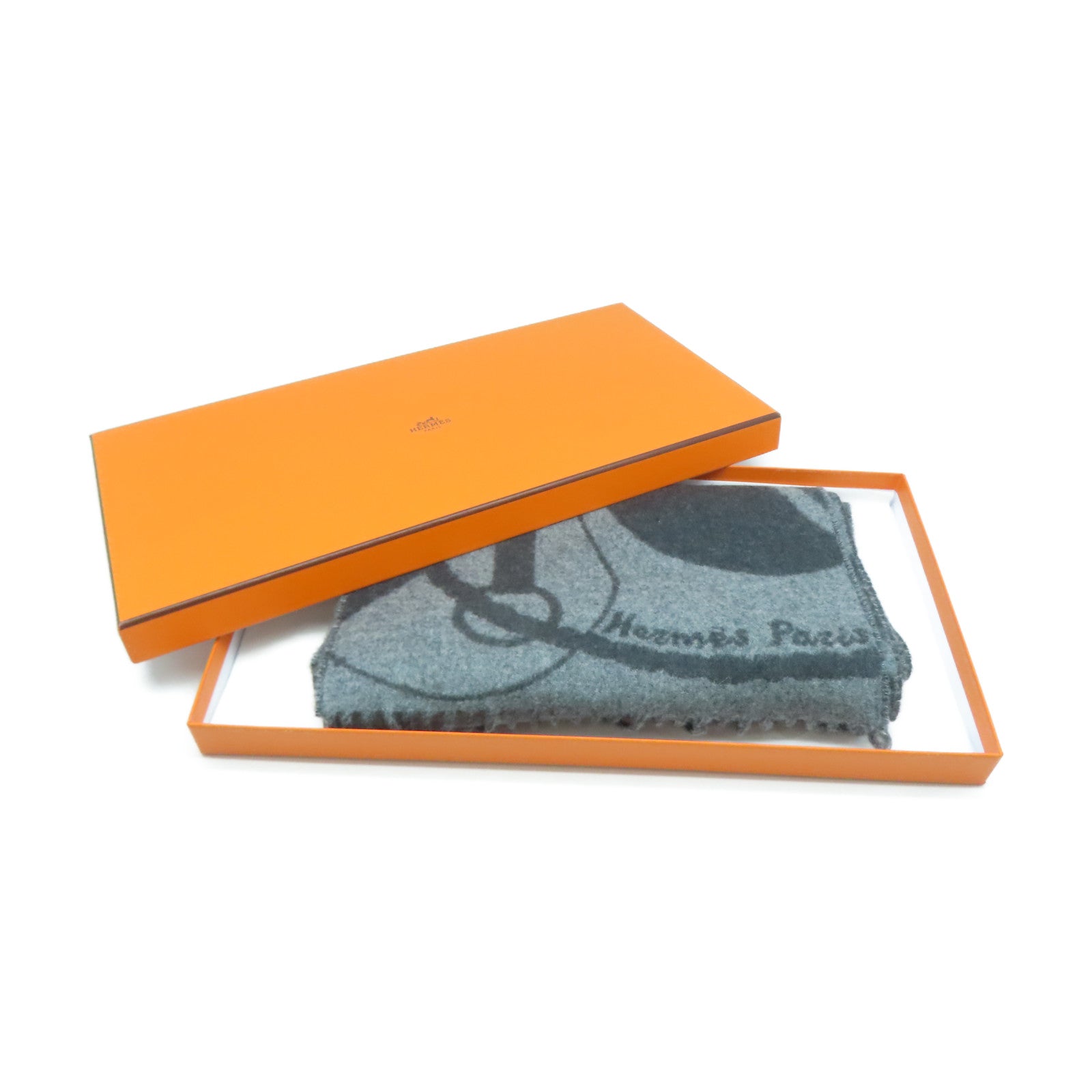 HERMES 【激減優惠】羊絨Scarf圍巾灰色