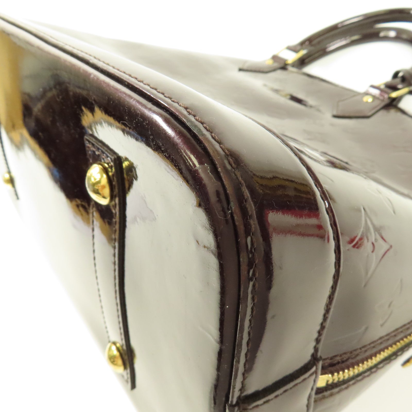 LOUIS VUITTON Vernis Alma PM金扣手挽袋酒紅色