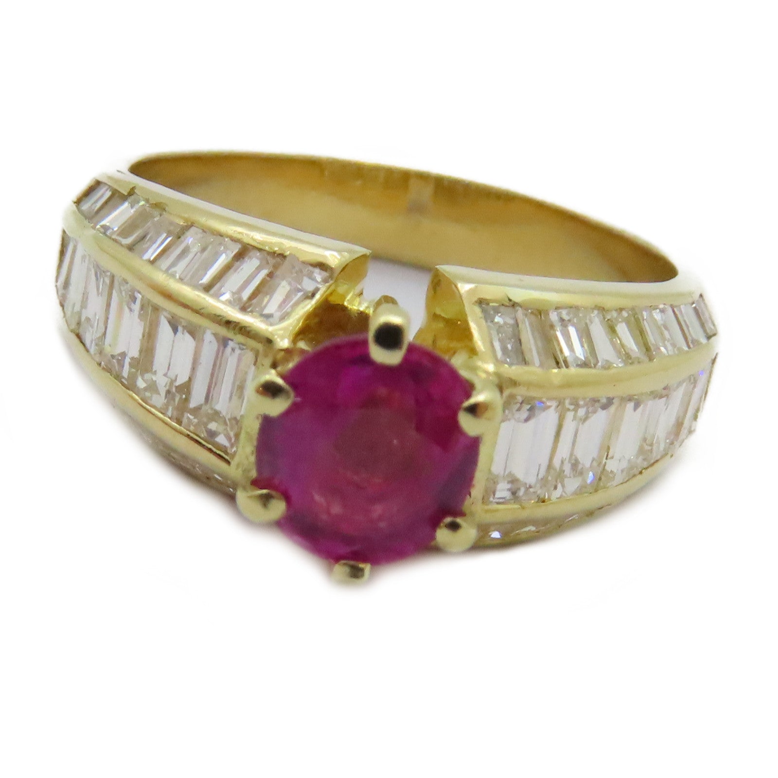 JEWELRY 【激減優惠】18K黃金Pink Sapphire Ring 1.048ct粉紅藍寶石/1.65ct鑽石戒指US#6.5