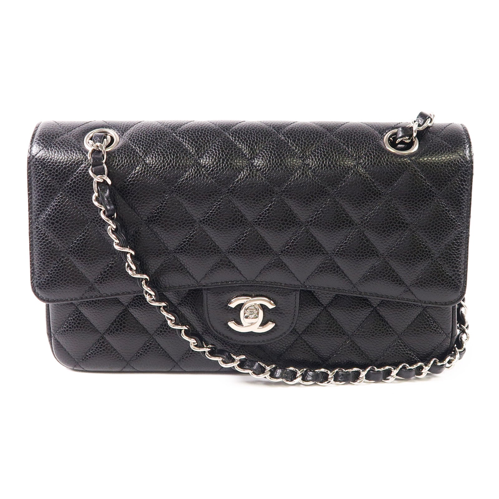 CHANEL 牛皮皮革Classic 25銀扣鏈帶肩背袋