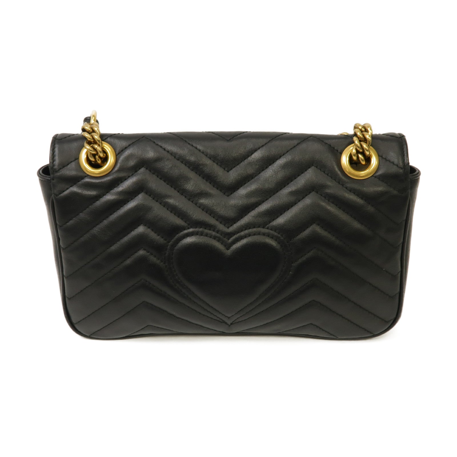 GUCCI 牛皮皮革Shoulder Bag金扣鏈帶肩背袋黒色