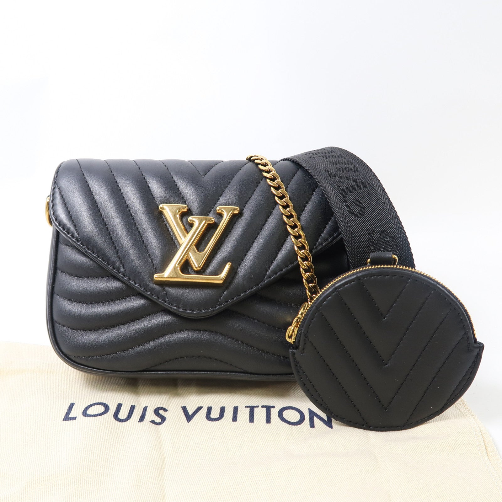 LOUIS VUITTON 牛皮皮革New Wave金扣手挽肩背兩用袋黑色