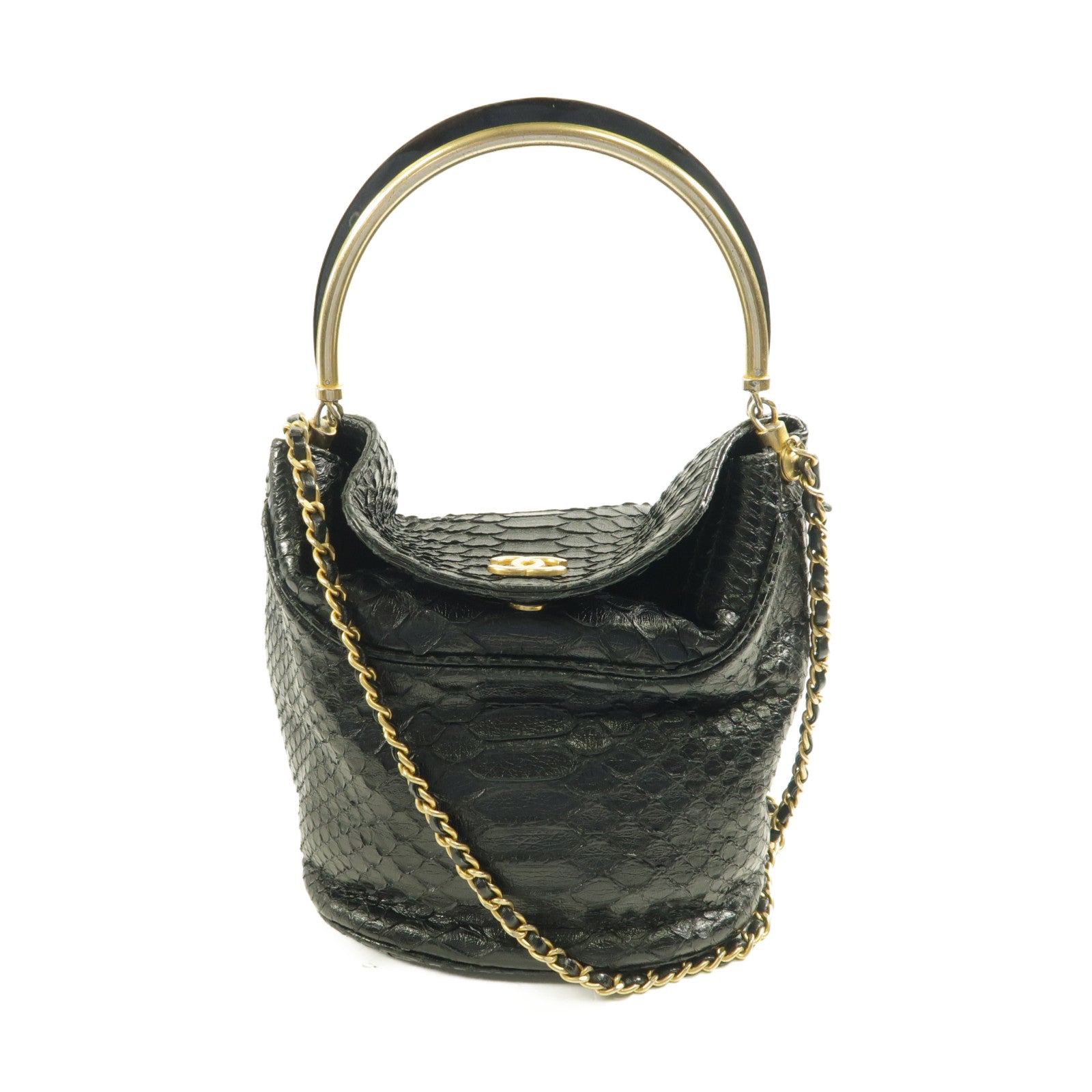 CHANEL 【激減優惠】蛇皮皮革Shoulder Bag金扣鏈帶肩背袋