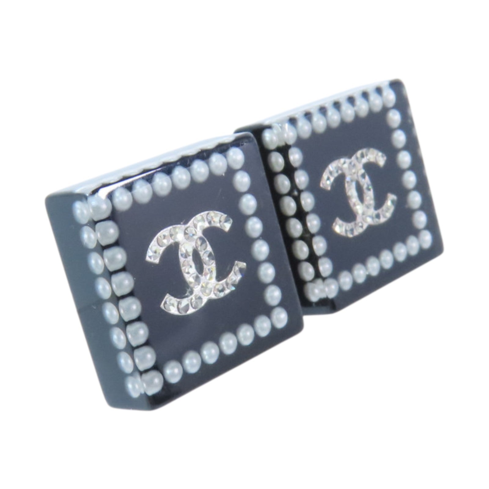 CHANEL 金屬/仿珍珠/水鑽Earrings銀扣耳環