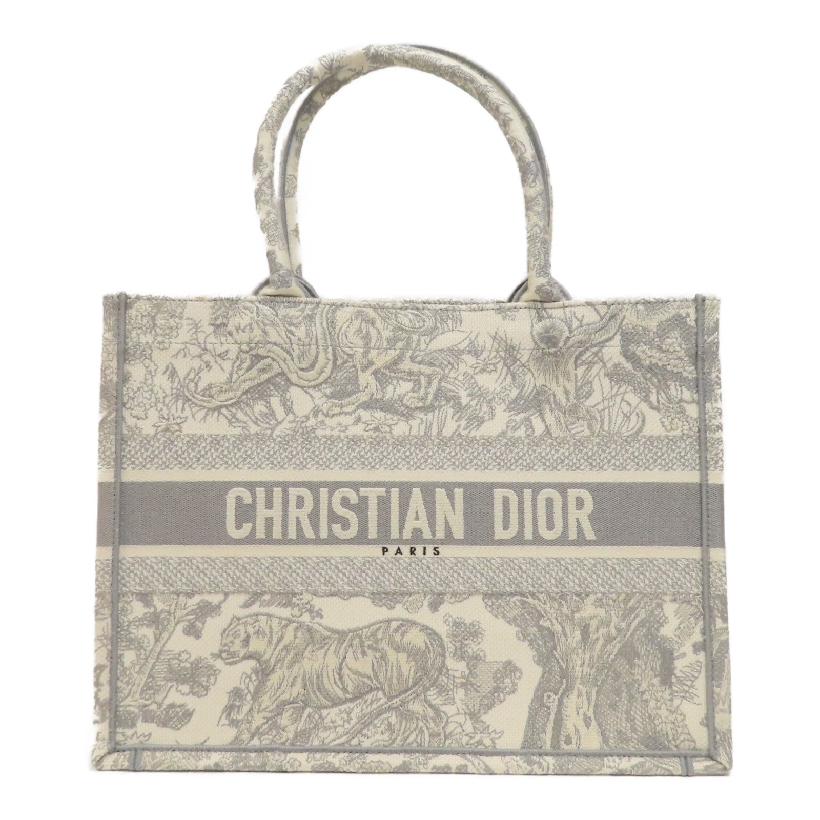 Dior 帆布Medium Book Tote手挽袋灰色/米色