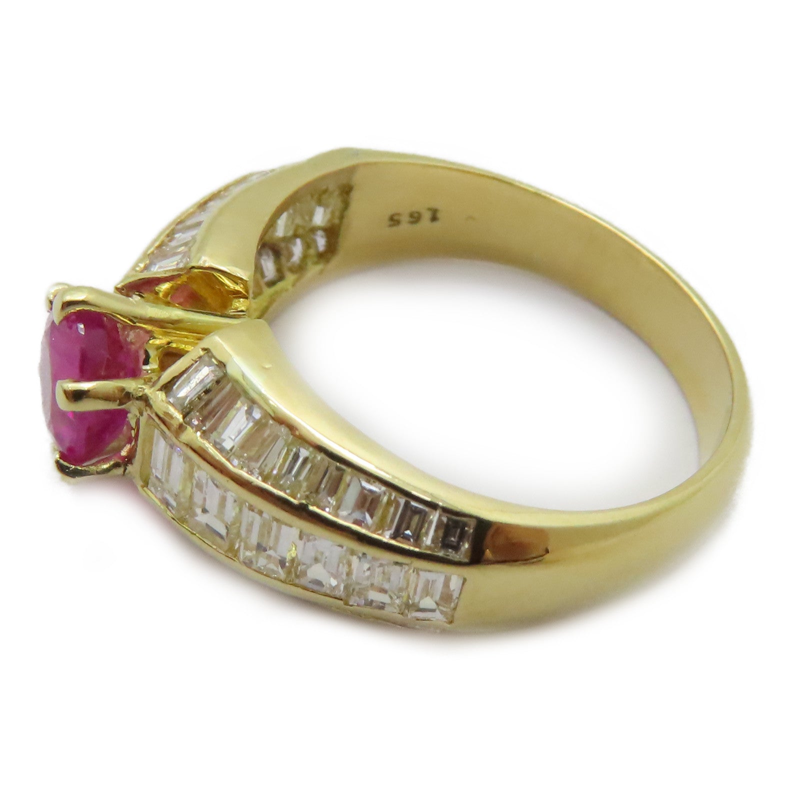 JEWELRY 【激減優惠】18K黃金Pink Sapphire Ring 1.048ct粉紅藍寶石/1.65ct鑽石戒指US#6.5