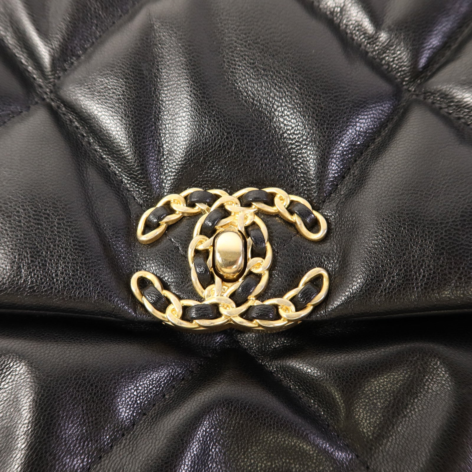 CHANEL 羊皮皮革Chanel 19 Large鏈帶手挽肩背兩用袋