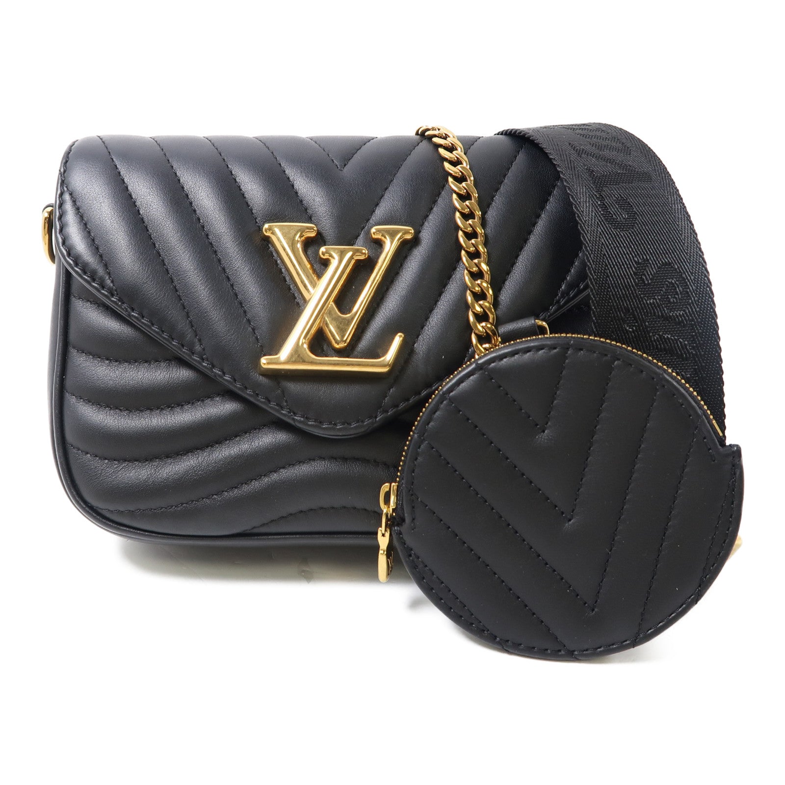LOUIS VUITTON 牛皮皮革New Wave金扣手挽肩背兩用袋黑色