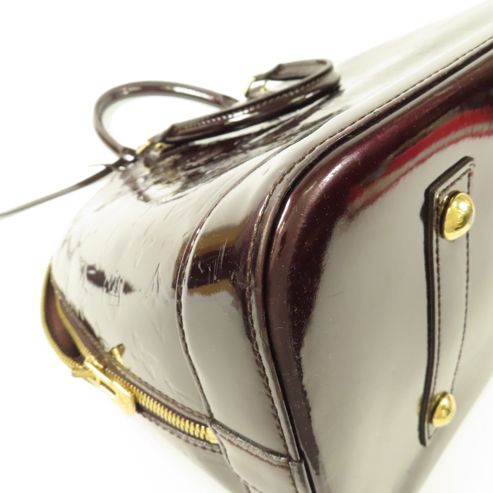 LOUIS VUITTON Vernis Alma PM金扣手挽袋酒紅色