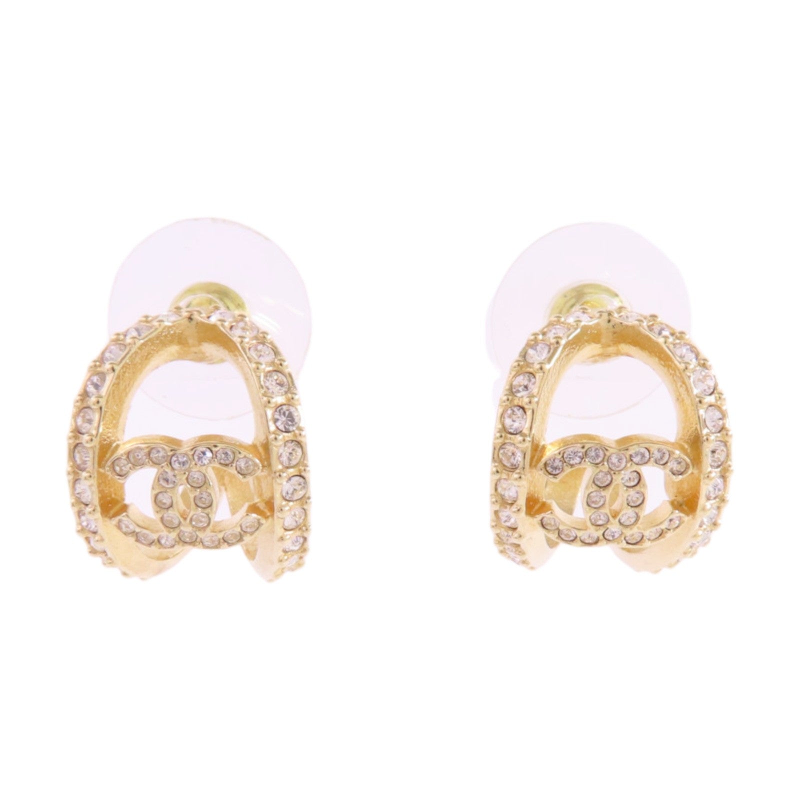 CHANEL 金屬/水鑽Earrings金扣耳環