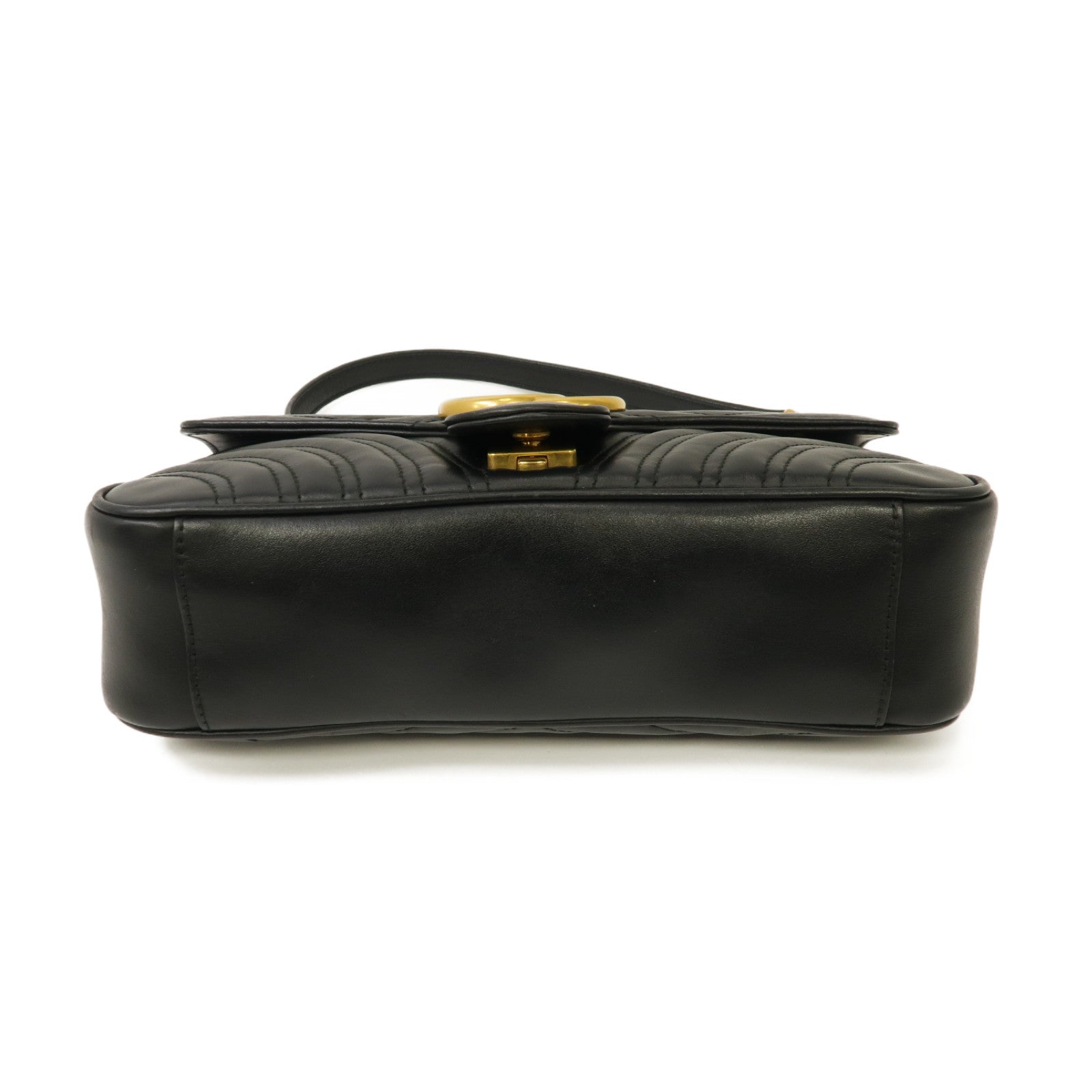GUCCI 牛皮皮革Shoulder Bag金扣鏈帶肩背袋黒色